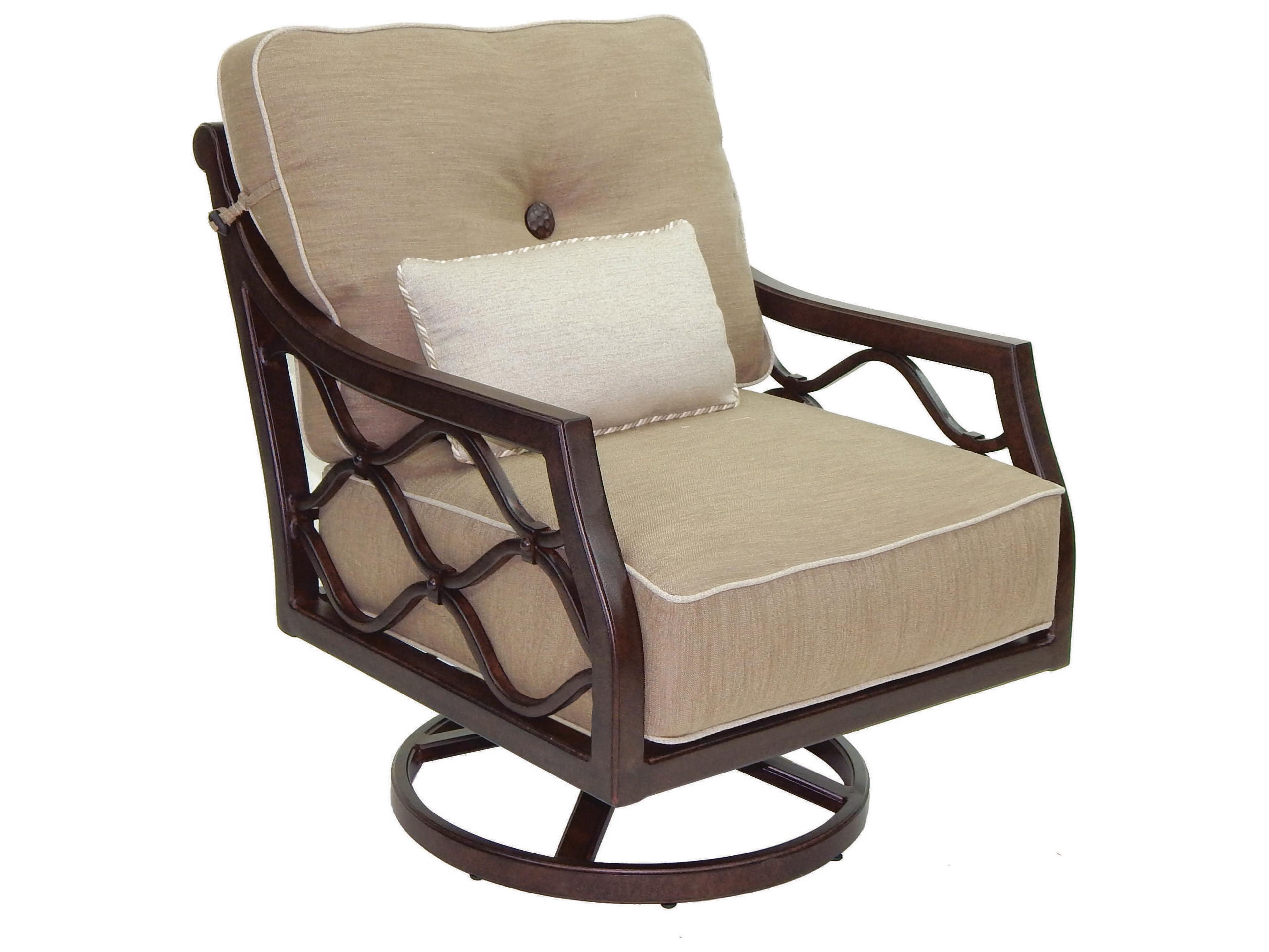 Villa Bianca Deep Seating Cast Aluminum Swivel Rocker Outdoor Lounge Chair with One Kidney Pillow