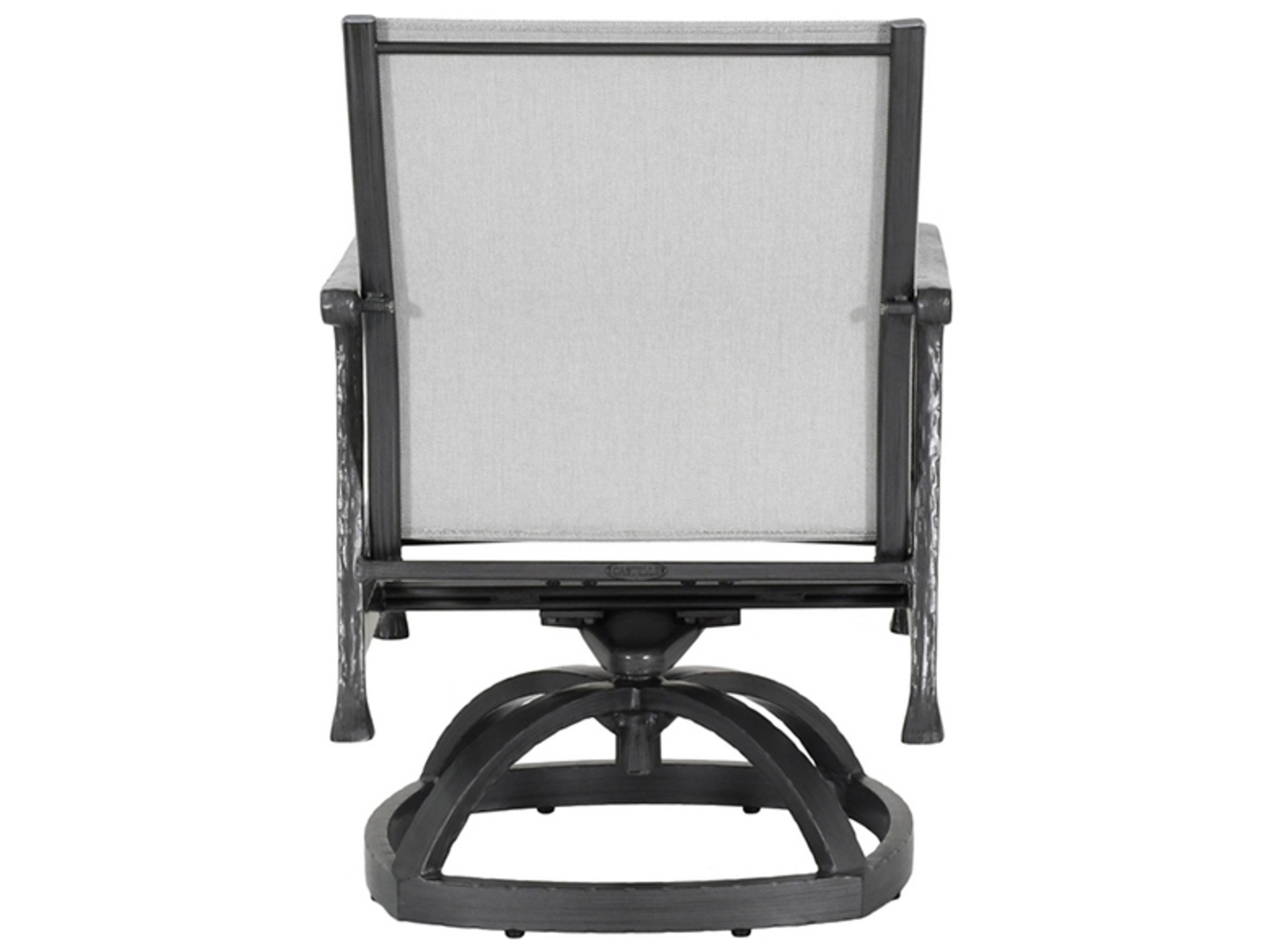 Castelle Marquis Sling Dining Aluminum Swivel Rocker Outdoor Dining Arm Chair