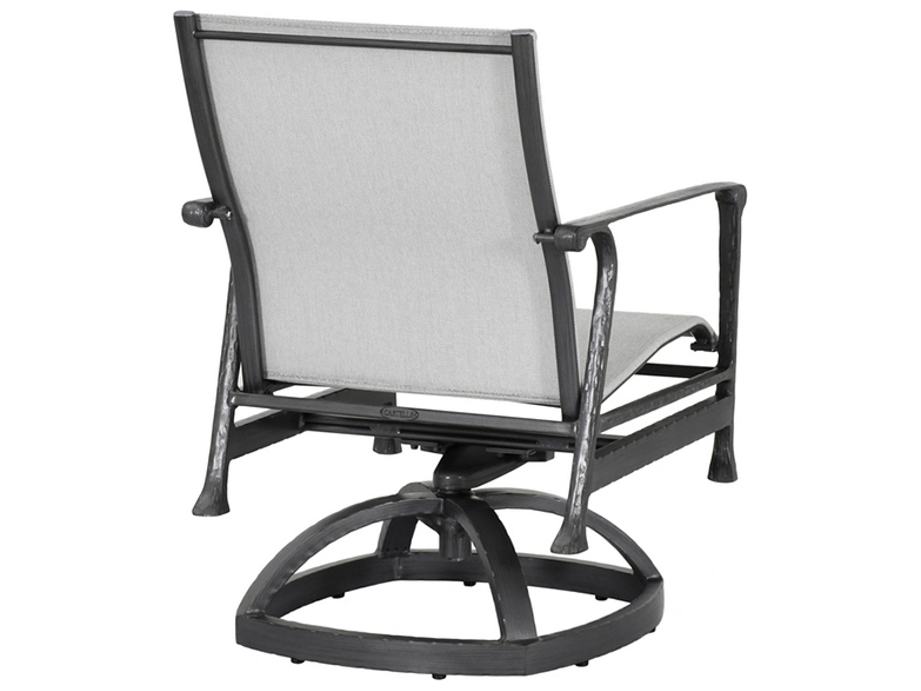Castelle Marquis Sling Dining Aluminum Swivel Rocker Outdoor Dining Arm Chair