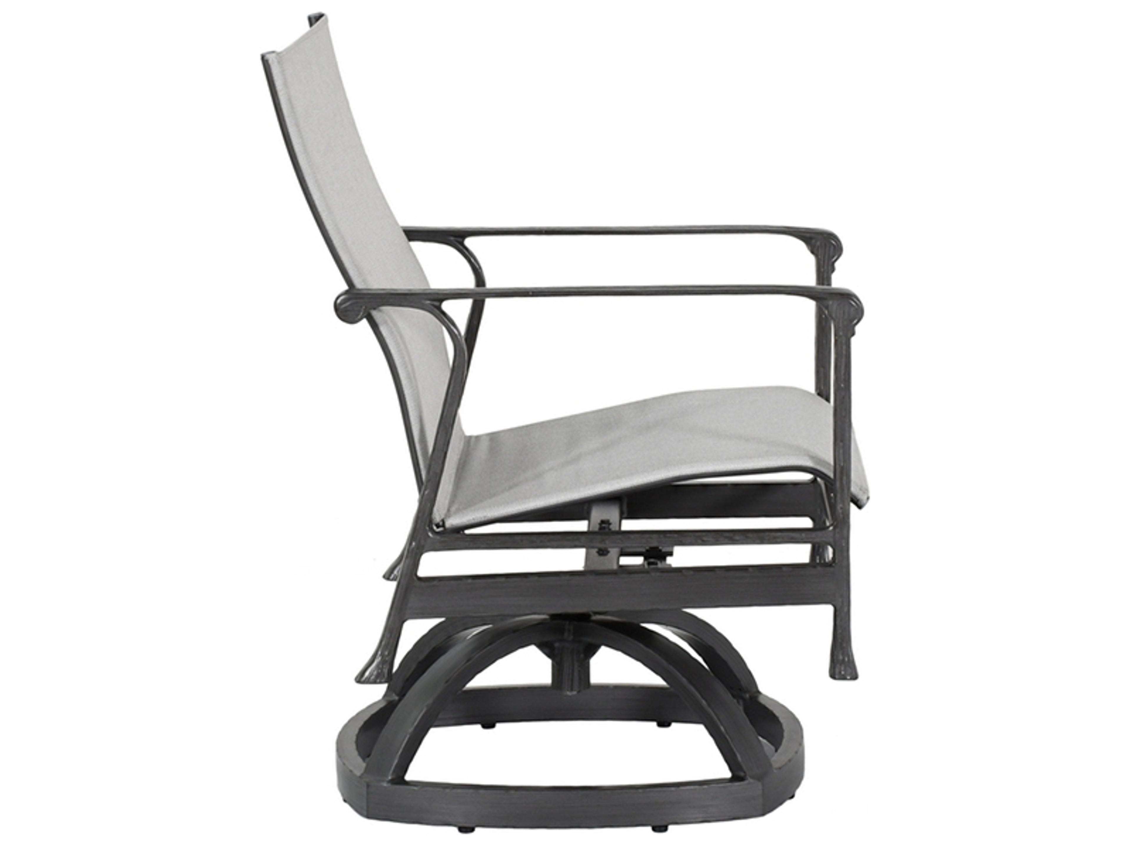Castelle Marquis Sling Dining Aluminum Swivel Rocker Outdoor Dining Arm Chair