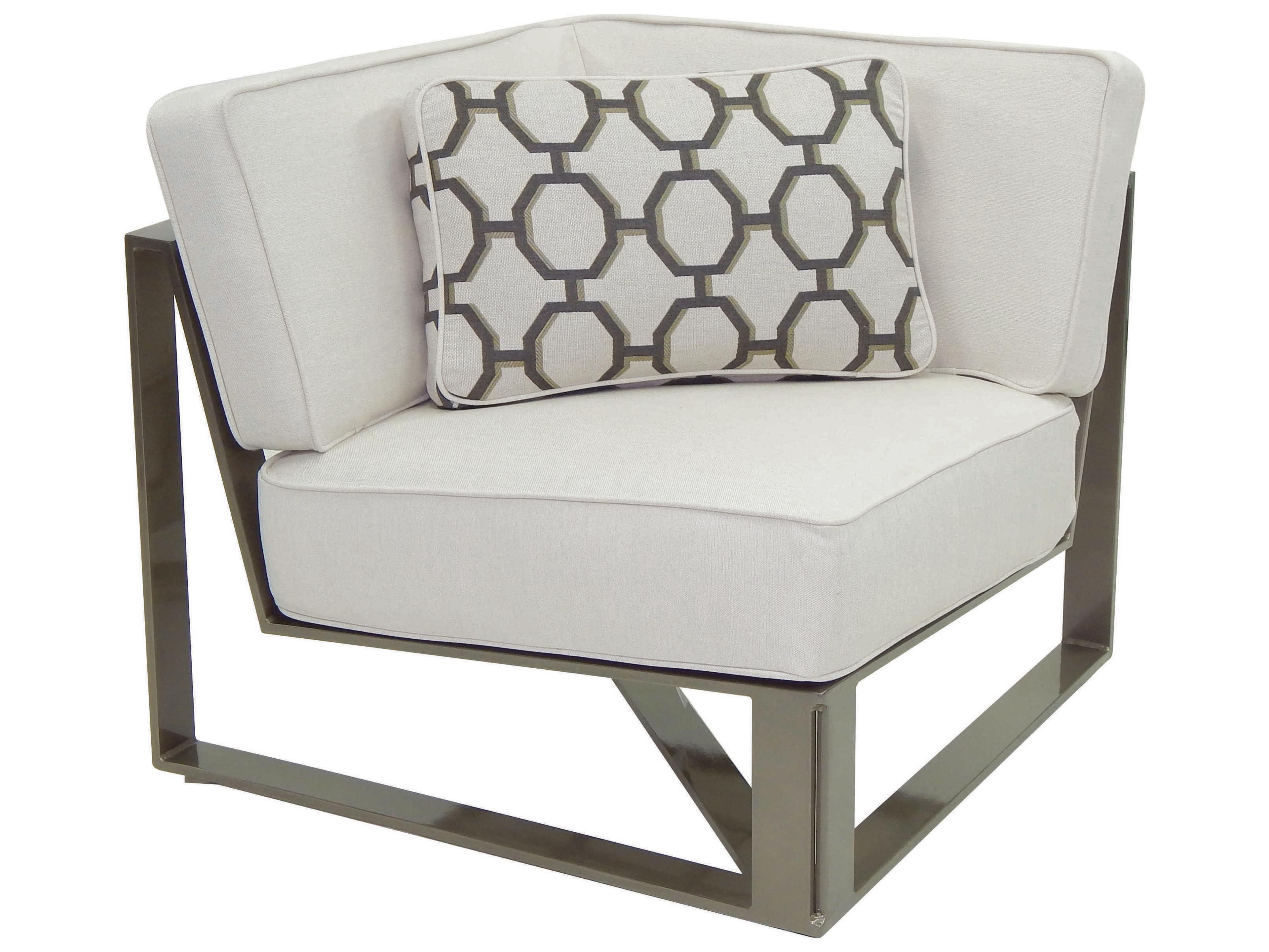 Park Place Sectional Cast Aluminum Square Corner Unit with One Pillow