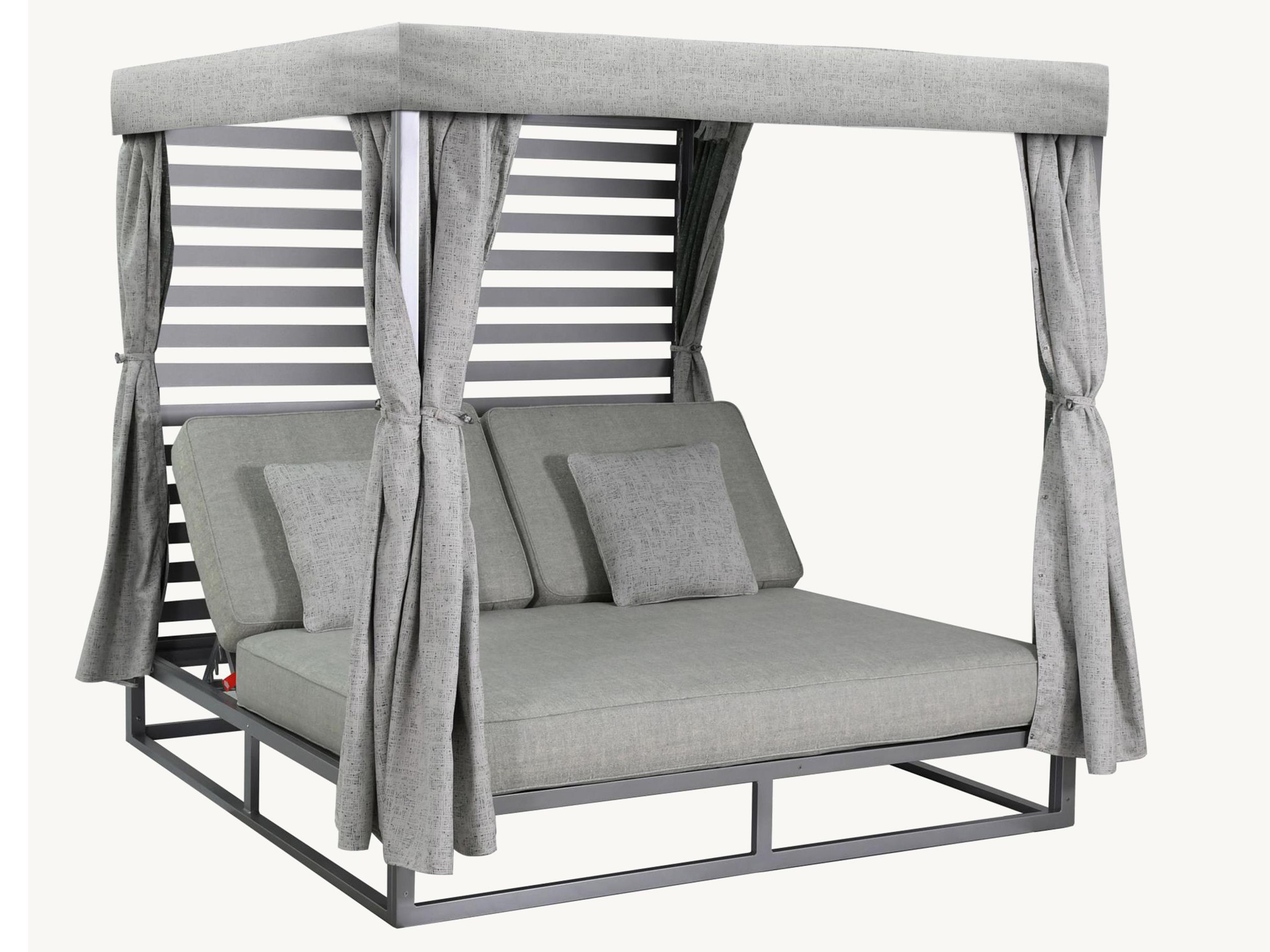 Park Place Deep Seating Cushion Cast Aluminum Outdoor Daybed with Canopy