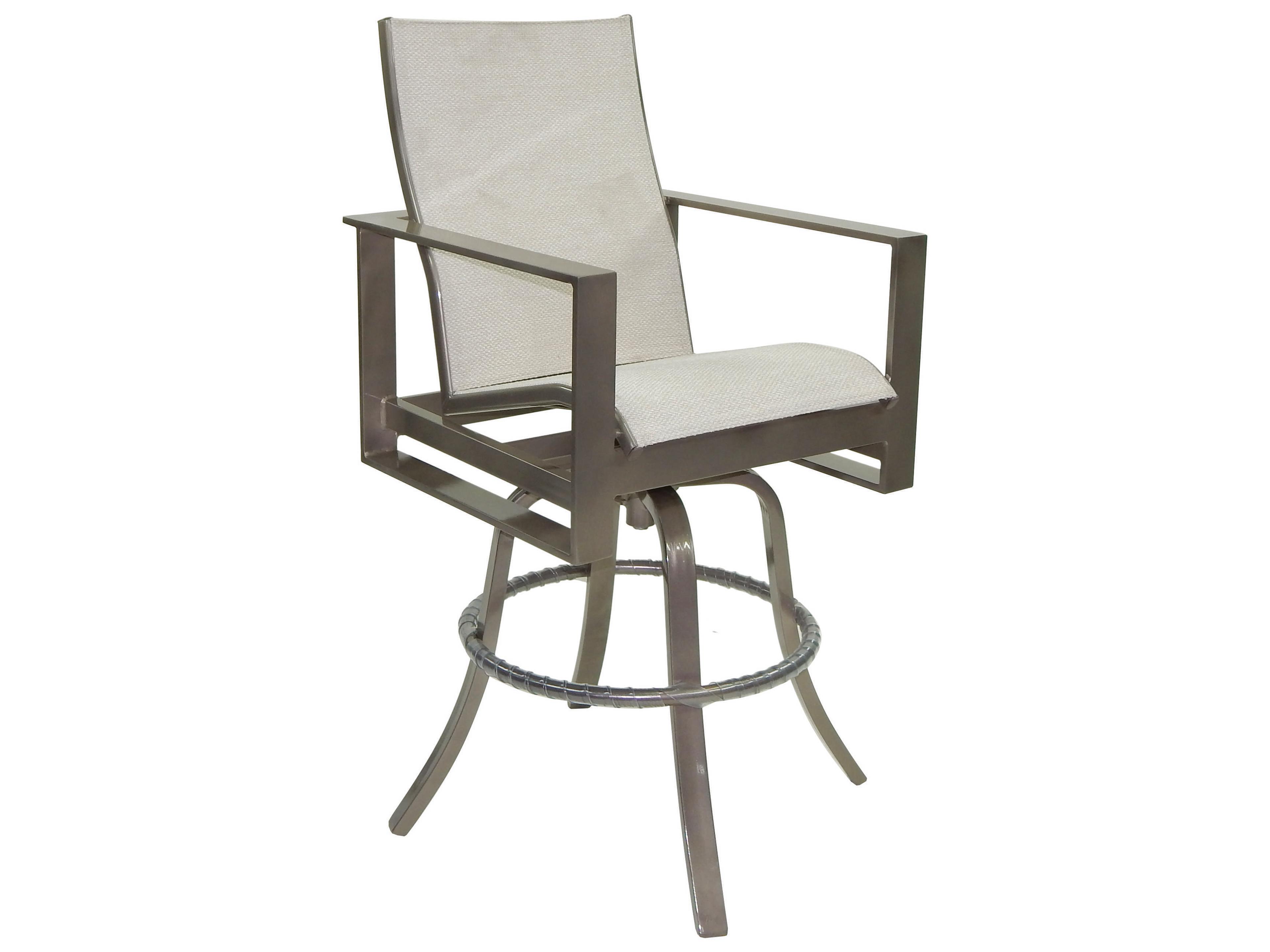Park Place Sling Dining Cast Aluminum High Back Swivel Outdoor Patio Bar Stool