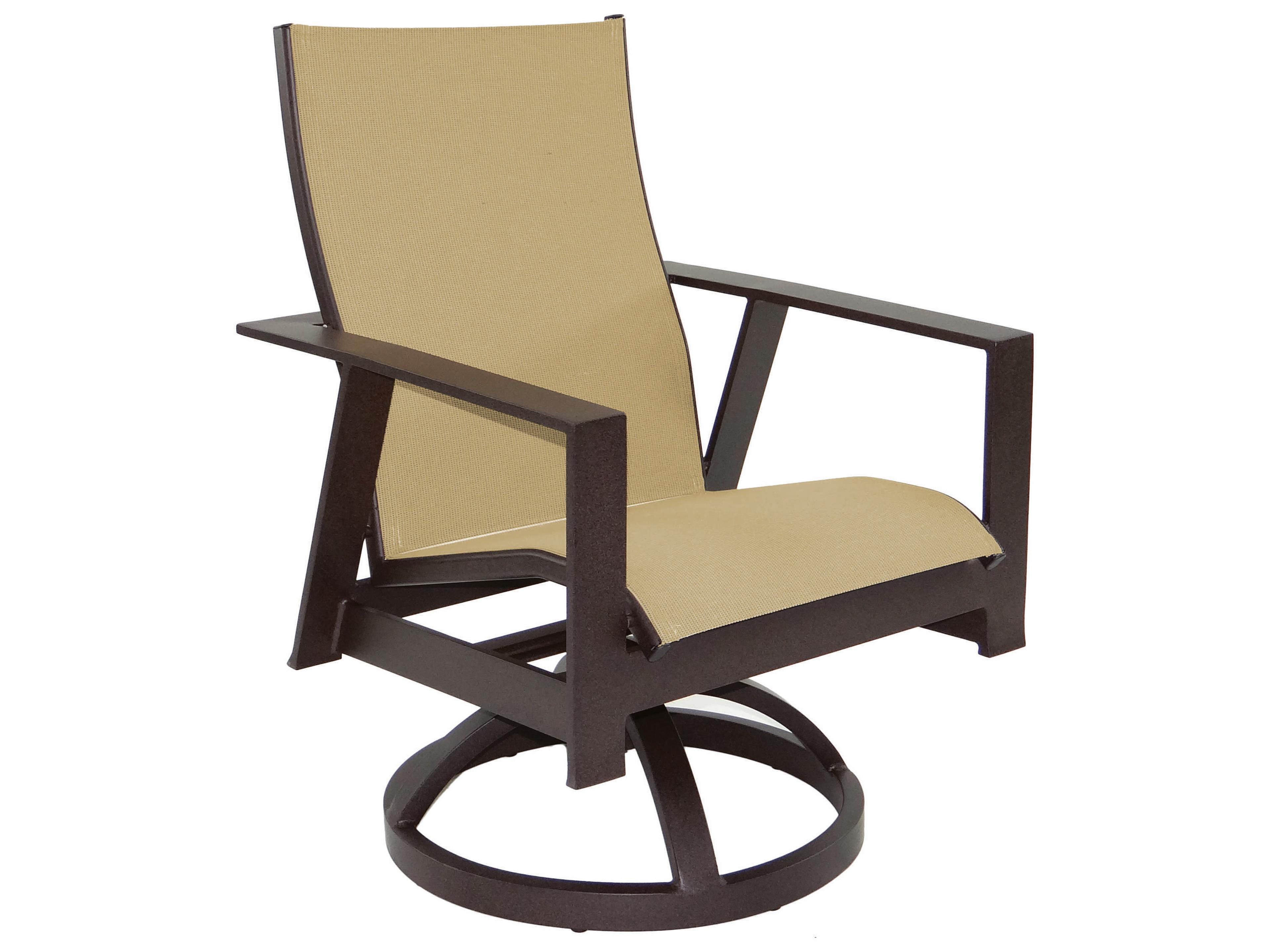 Trento Sling Dining Cast Aluminum Swivel Rocker Patio Dining Arm Chair