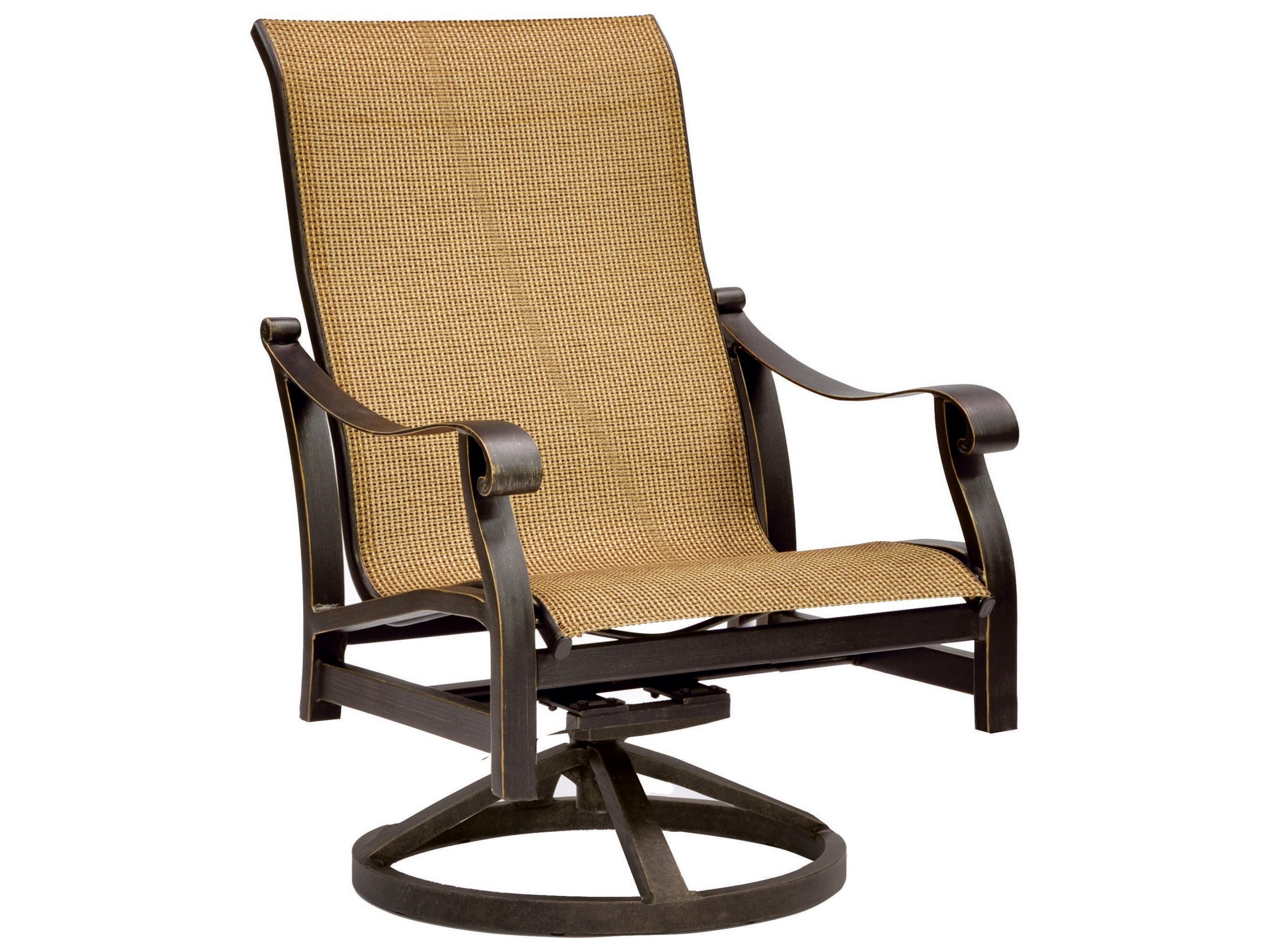 Madrid Sling Dining Cast Aluminum Swivel Rocker Outdoor Lounge Chair