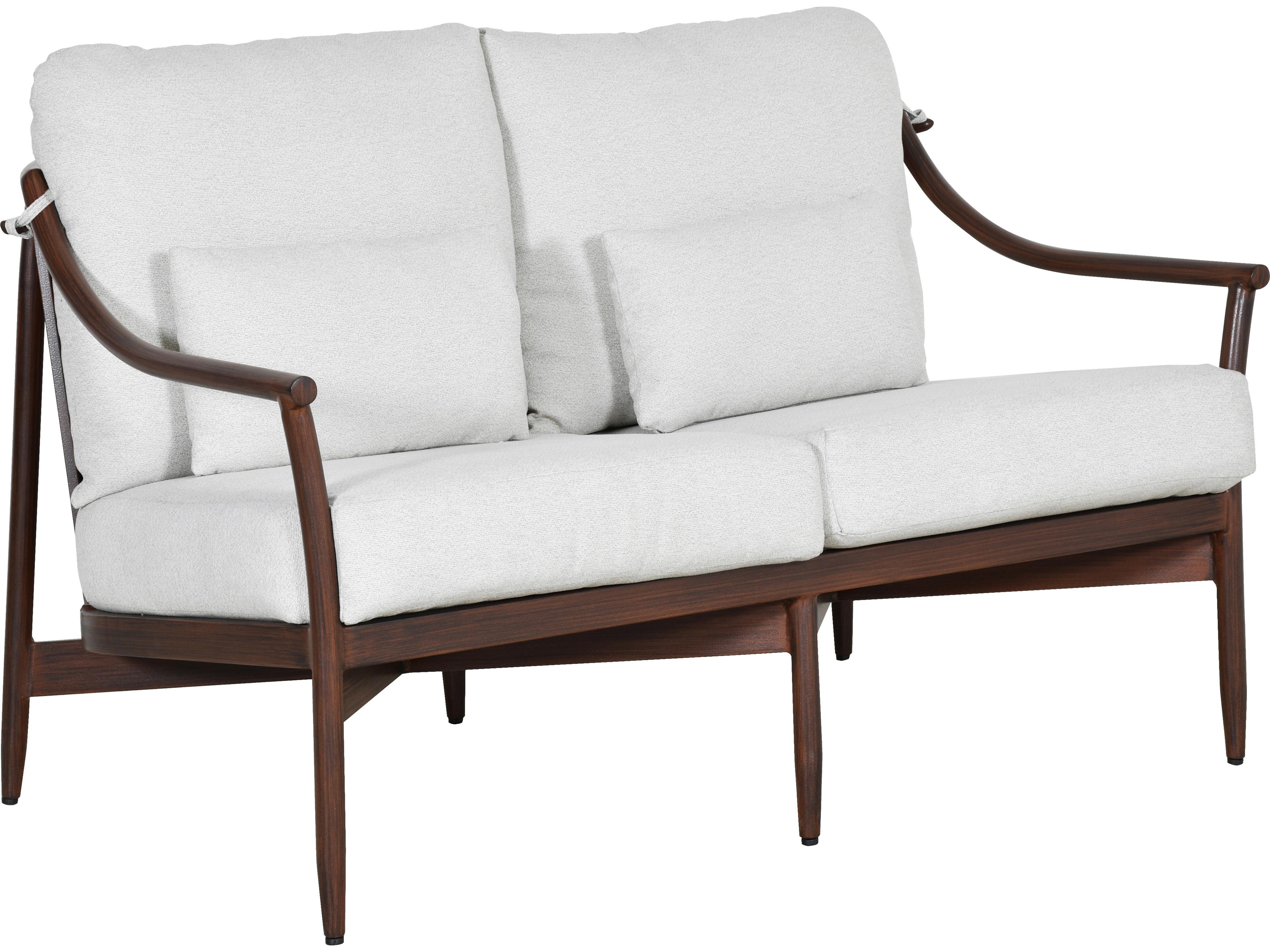 Castelle Larga Cushion Aluminum Patio Loveseat with Two Accent Pillows