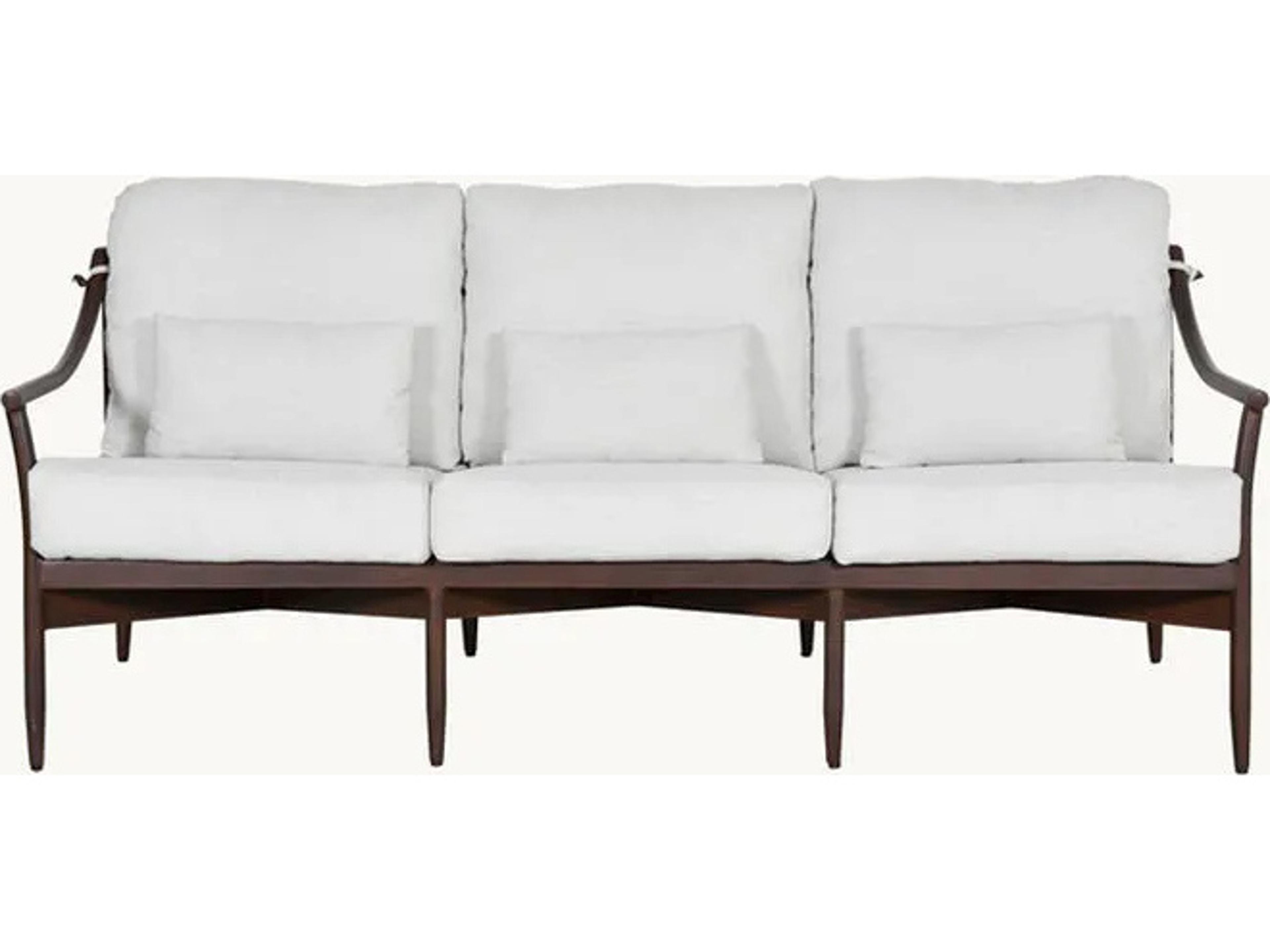 Castelle Larga Cushion Aluminum Outdoor Sofa with Two Accent Pillows