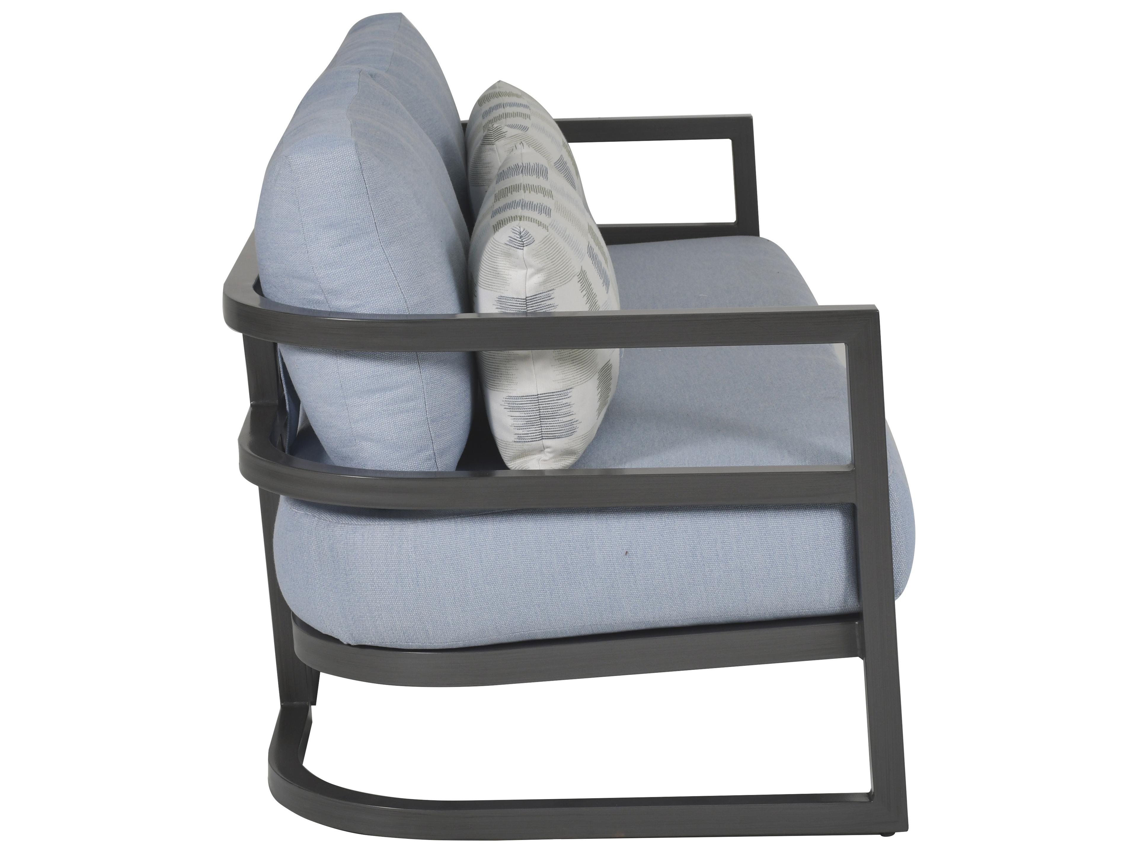 Castelle Gala Cushion Aluminum Outdoor Loveseat with Accent Pillow