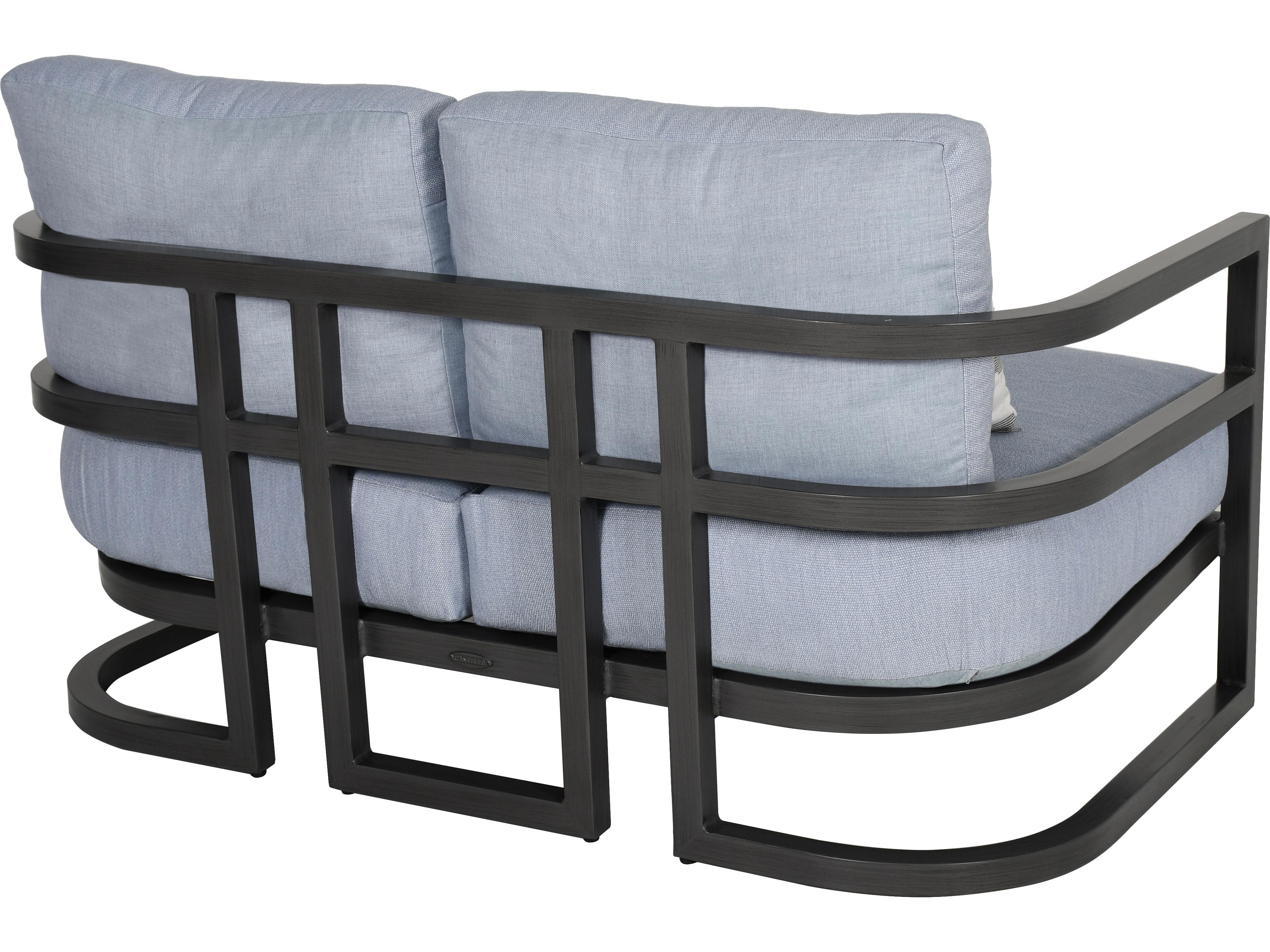 Castelle Gala Cushion Aluminum Outdoor Loveseat with Accent Pillow