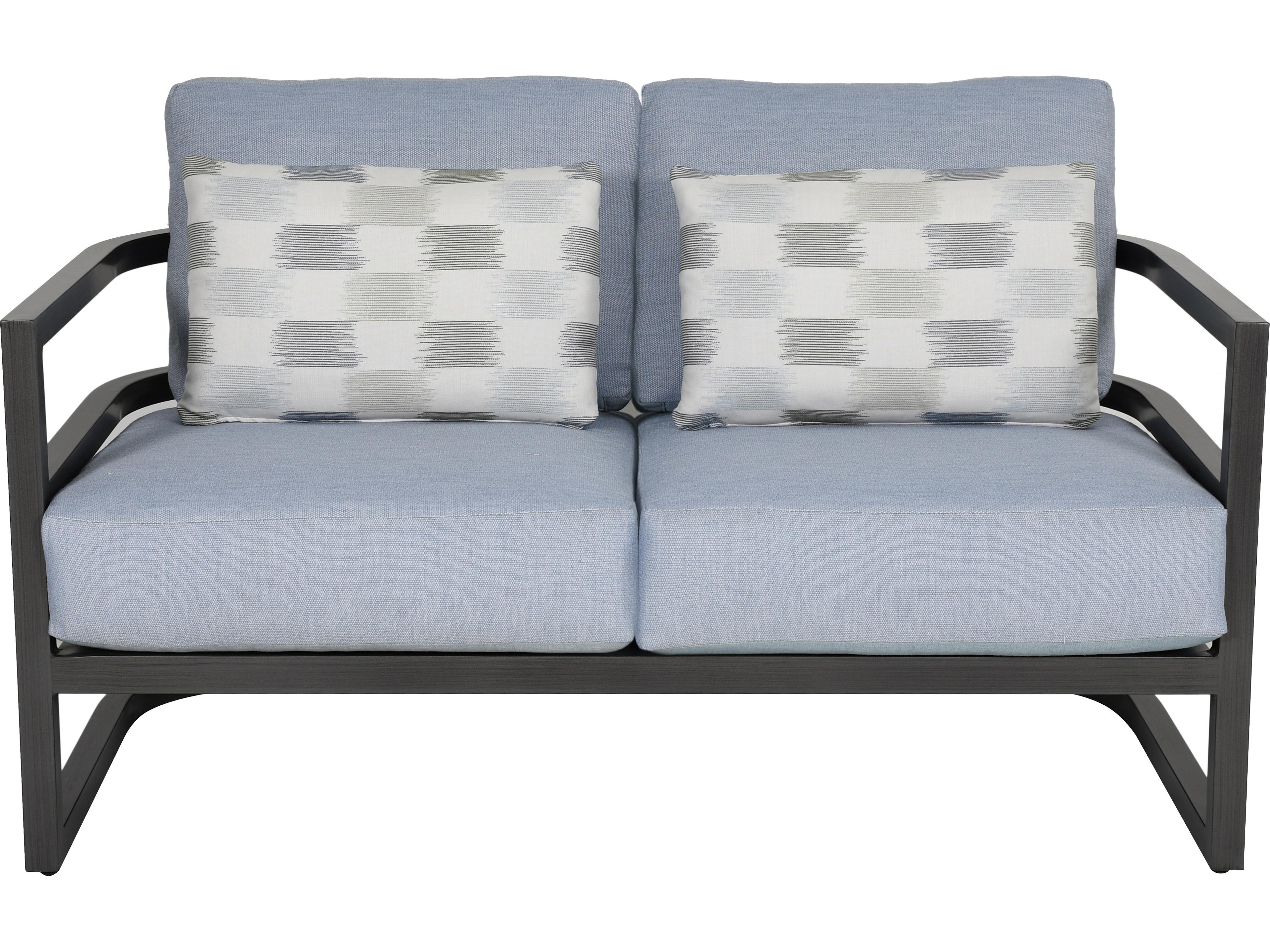 Castelle Gala Cushion Aluminum Outdoor Loveseat with Accent Pillow