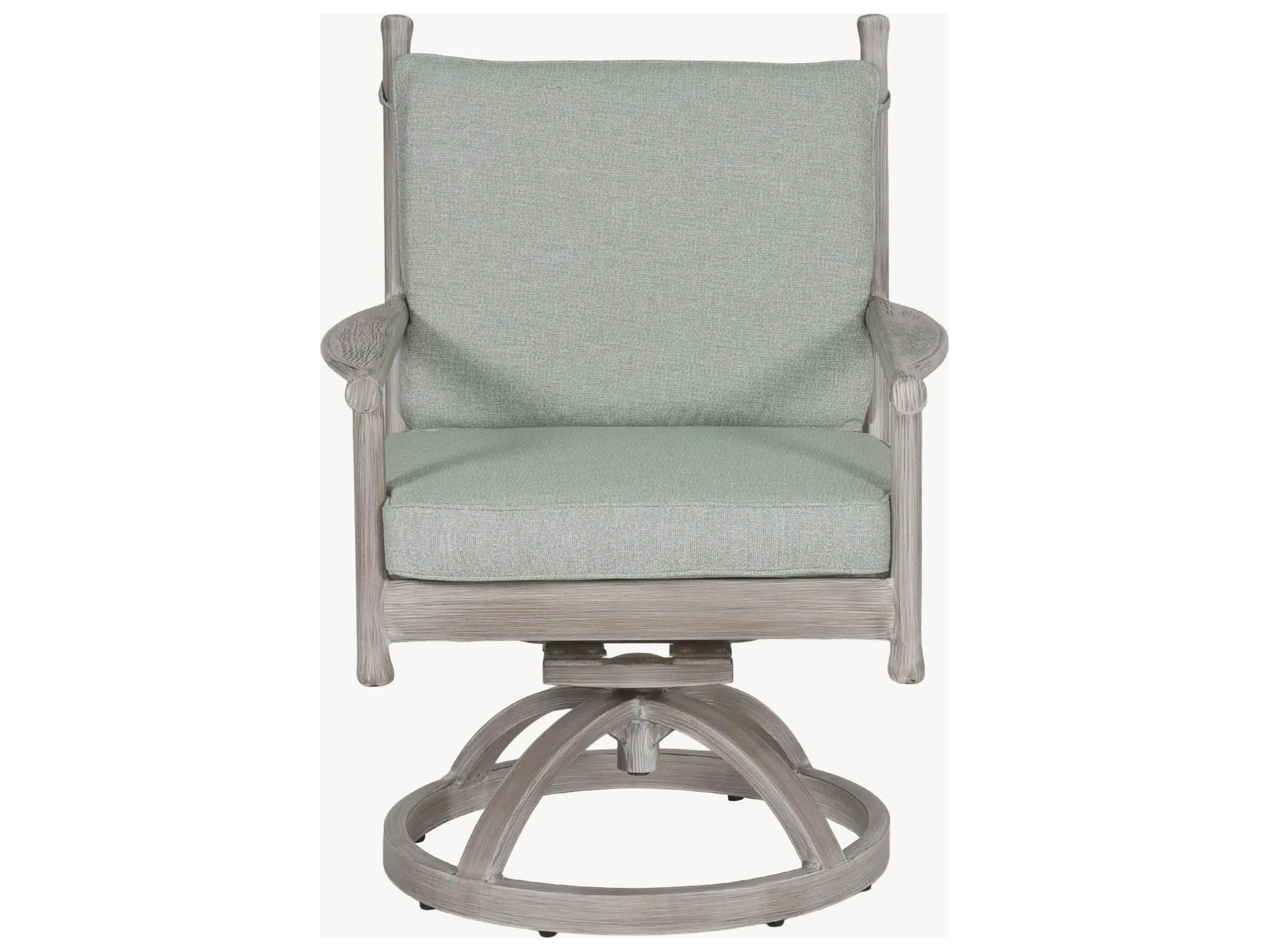 Castelle Lodge Formal Cast Aluminum Swivel Rocker Outdoor Dining Arm Chair with Seat Cushion
