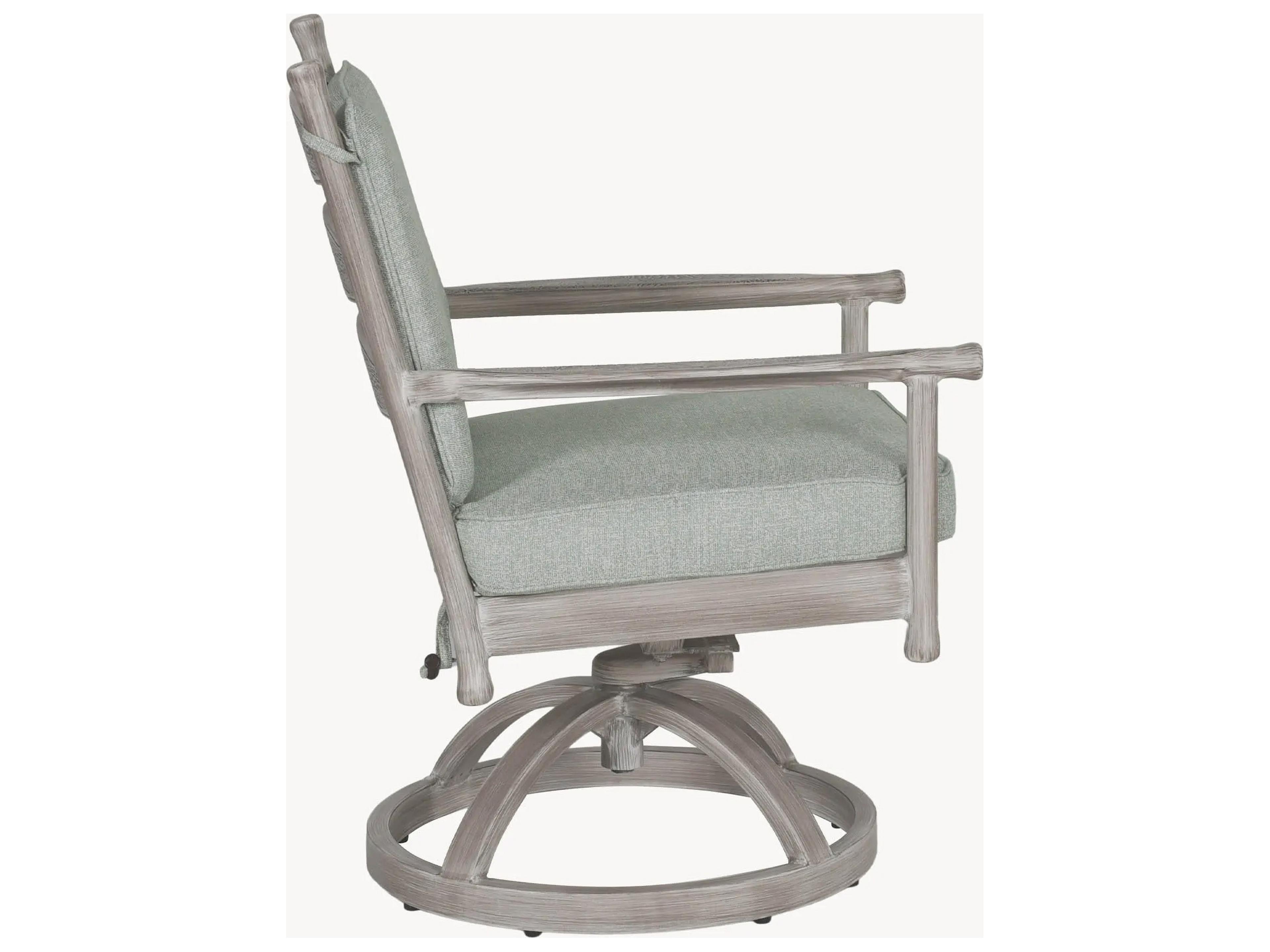 Castelle Lodge Formal Cast Aluminum Swivel Rocker Outdoor Dining Arm Chair with Seat Cushion