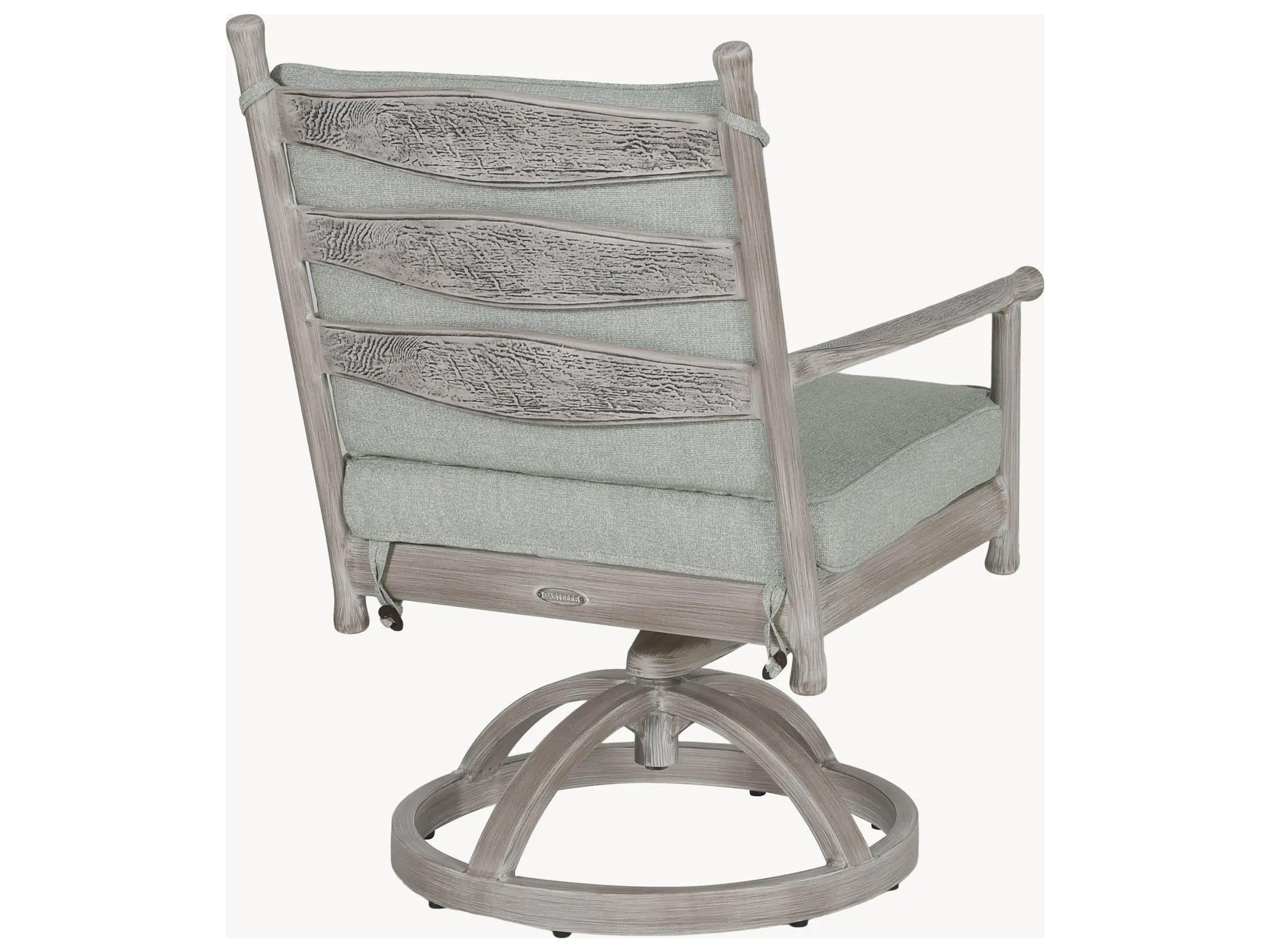 Castelle Lodge Formal Cast Aluminum Swivel Rocker Outdoor Dining Arm Chair with Seat Cushion