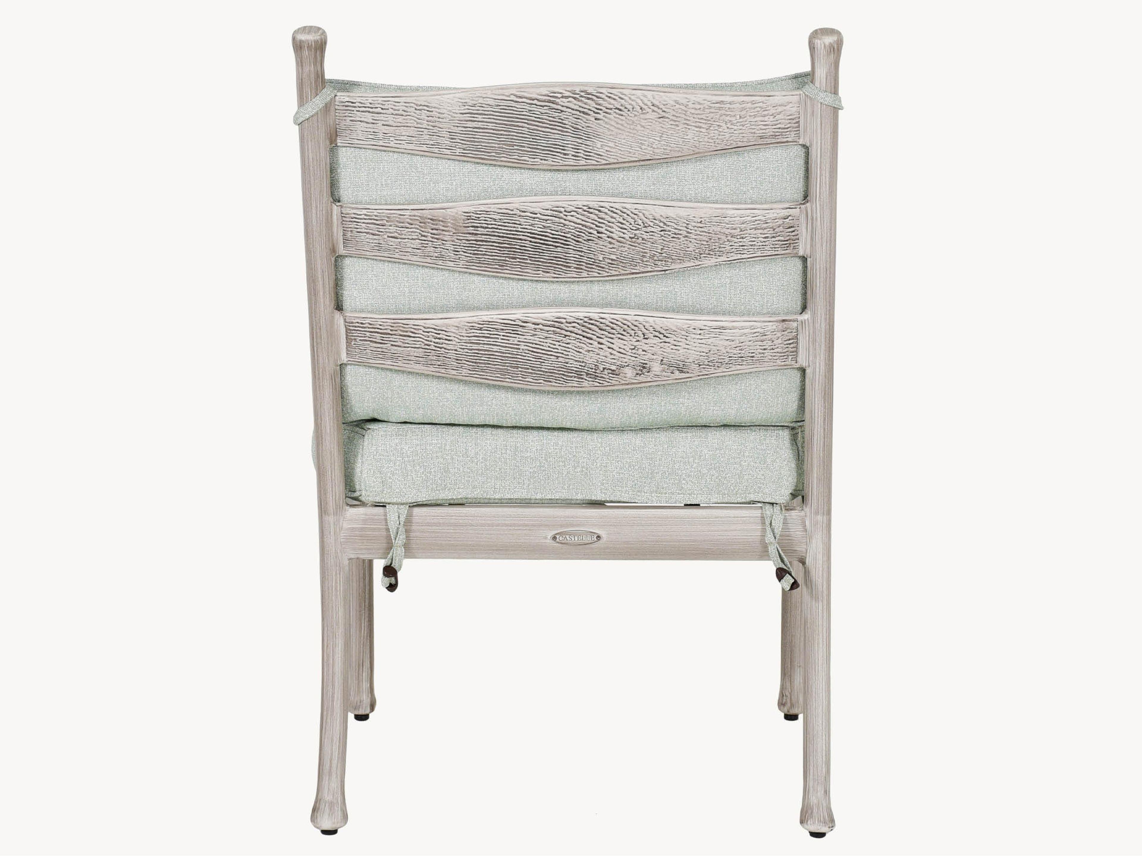 Castelle Lodge Formal Cast Aluminum Swivel Rocker Outdoor Patio Dining Side Chair with Seat Cushion