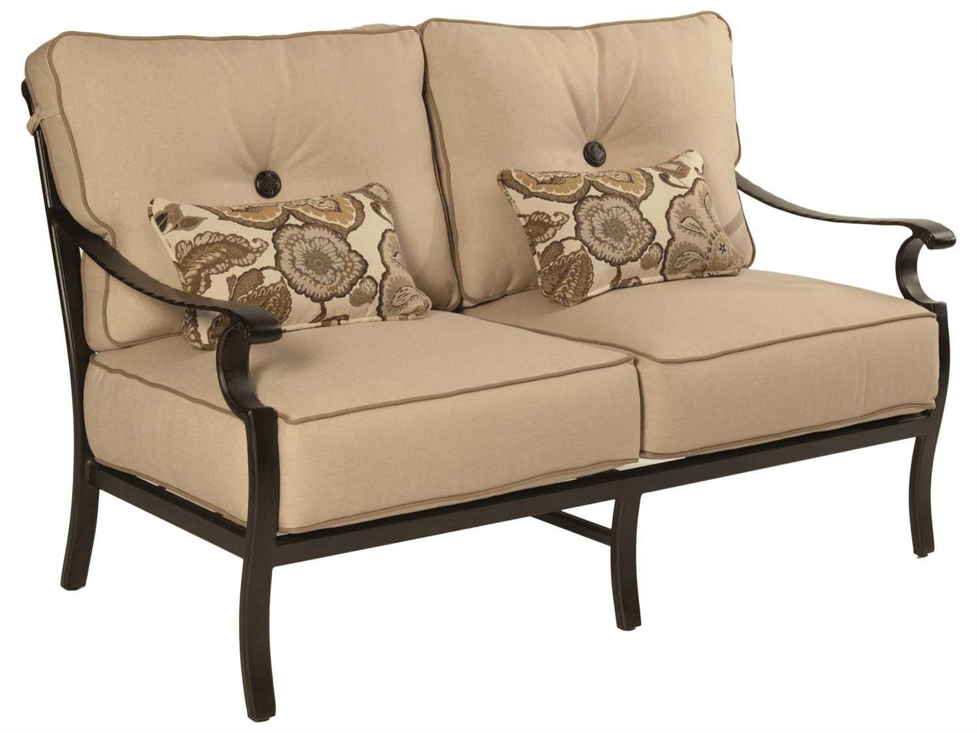 Monterey Deep Seating Cast Aluminum Patio Loveseat with Two Accent Pillows