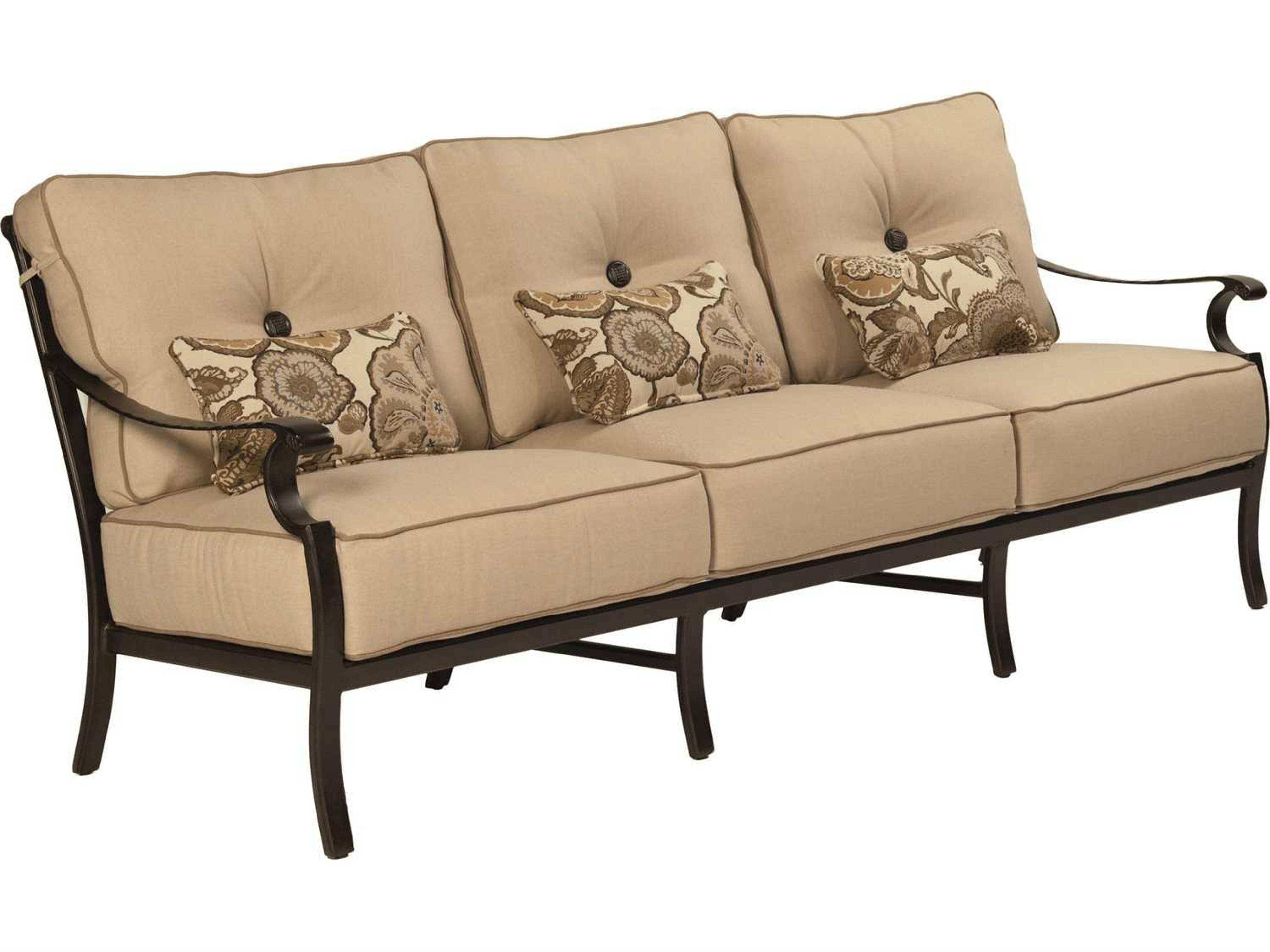 Monterey Deep Seating Cast Aluminum Outdoor Sofa with Three Kidney Pillows