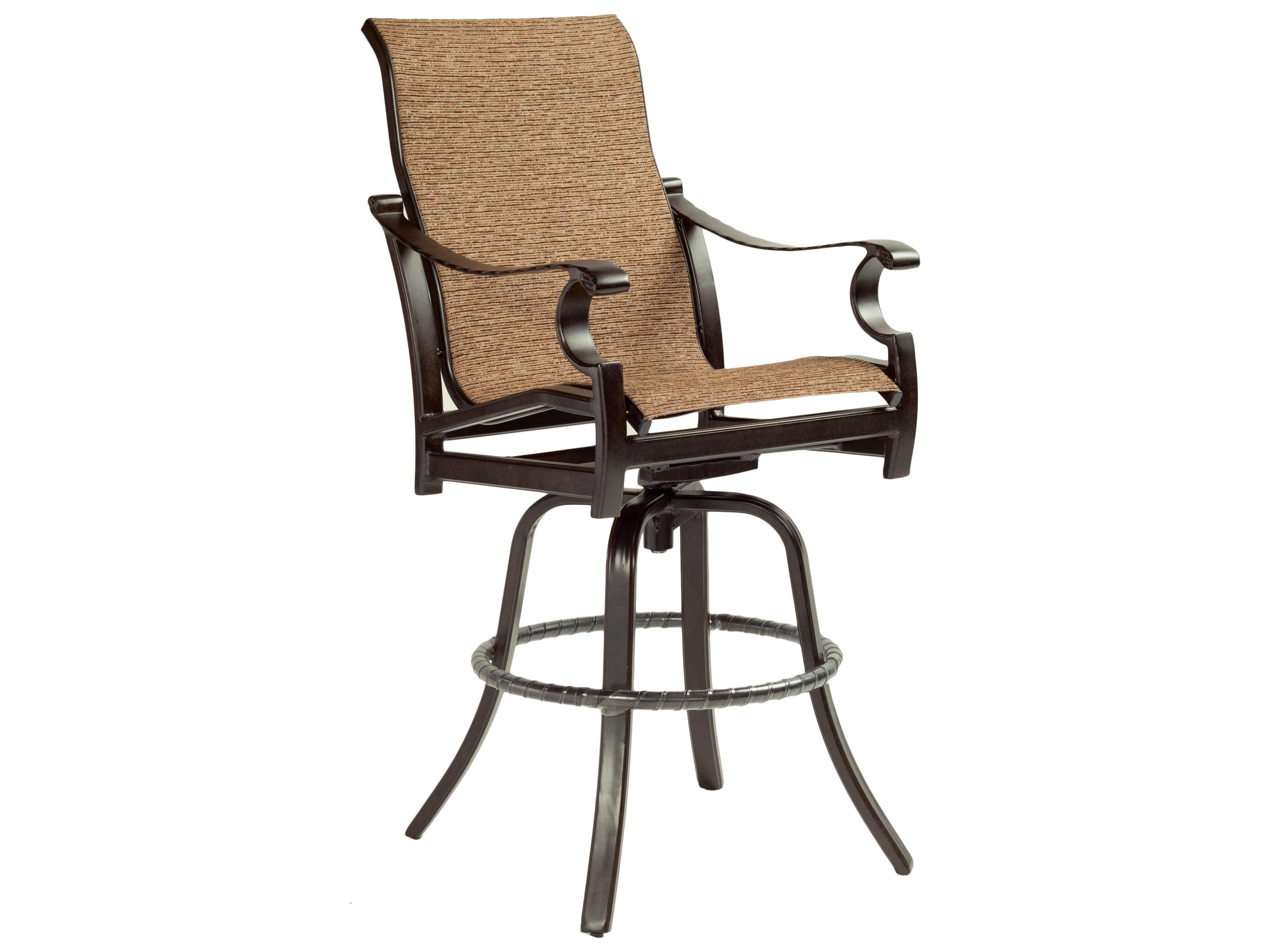 Monterey Sling Dining Cast Aluminum High Back Swivel Patio Bar Stool