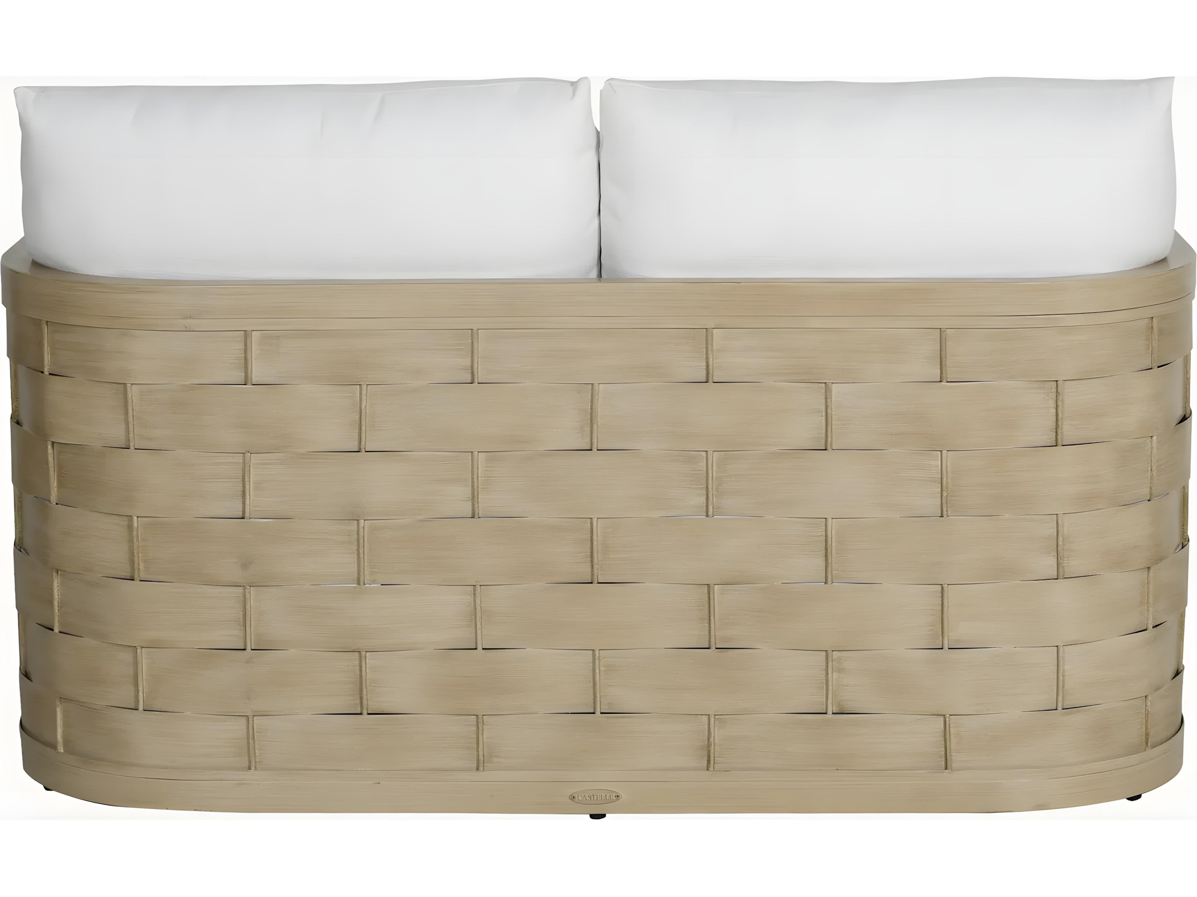 Castelle Biscayne Deep Seating Cushion Aluminum Loveseat with Two Accent Pillows