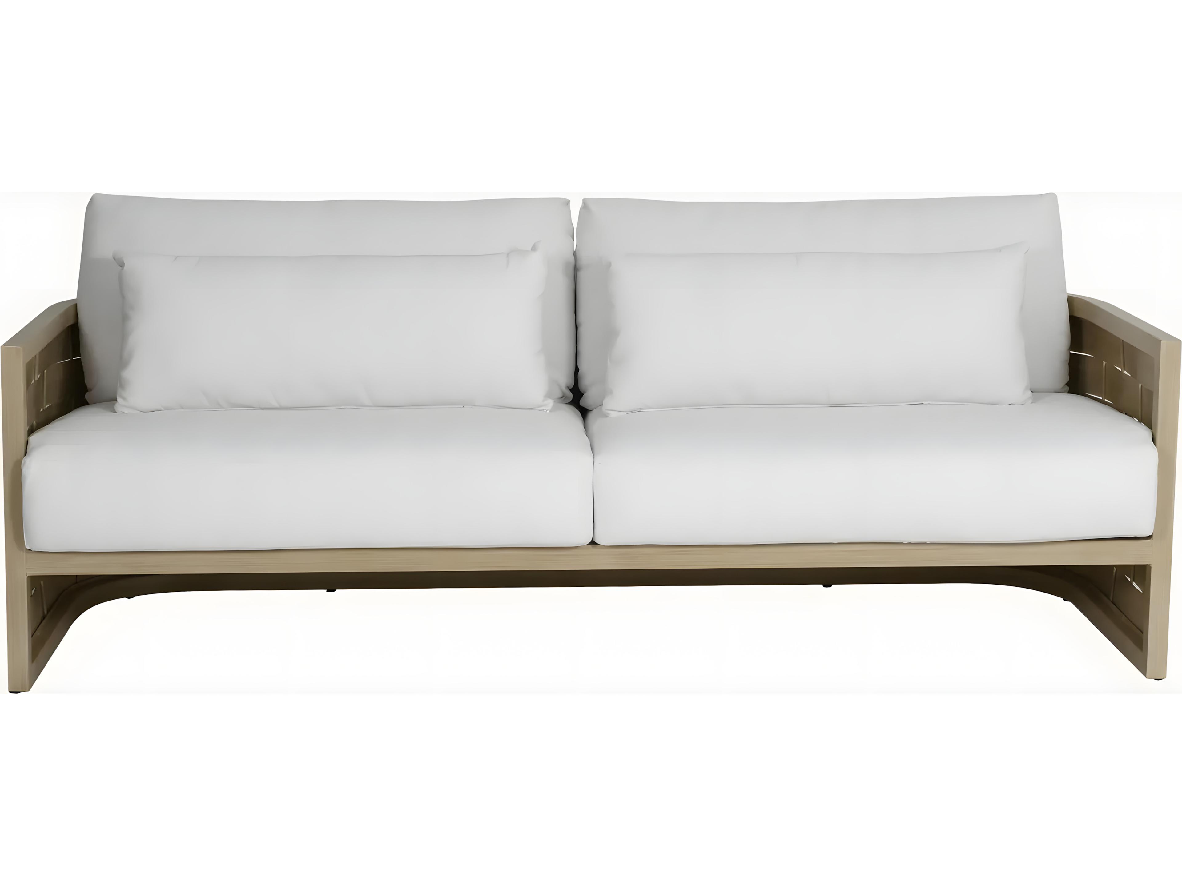 Castelle Biscayne Deep Seating Cushion Aluminum Sofa with Two Throw Pillows