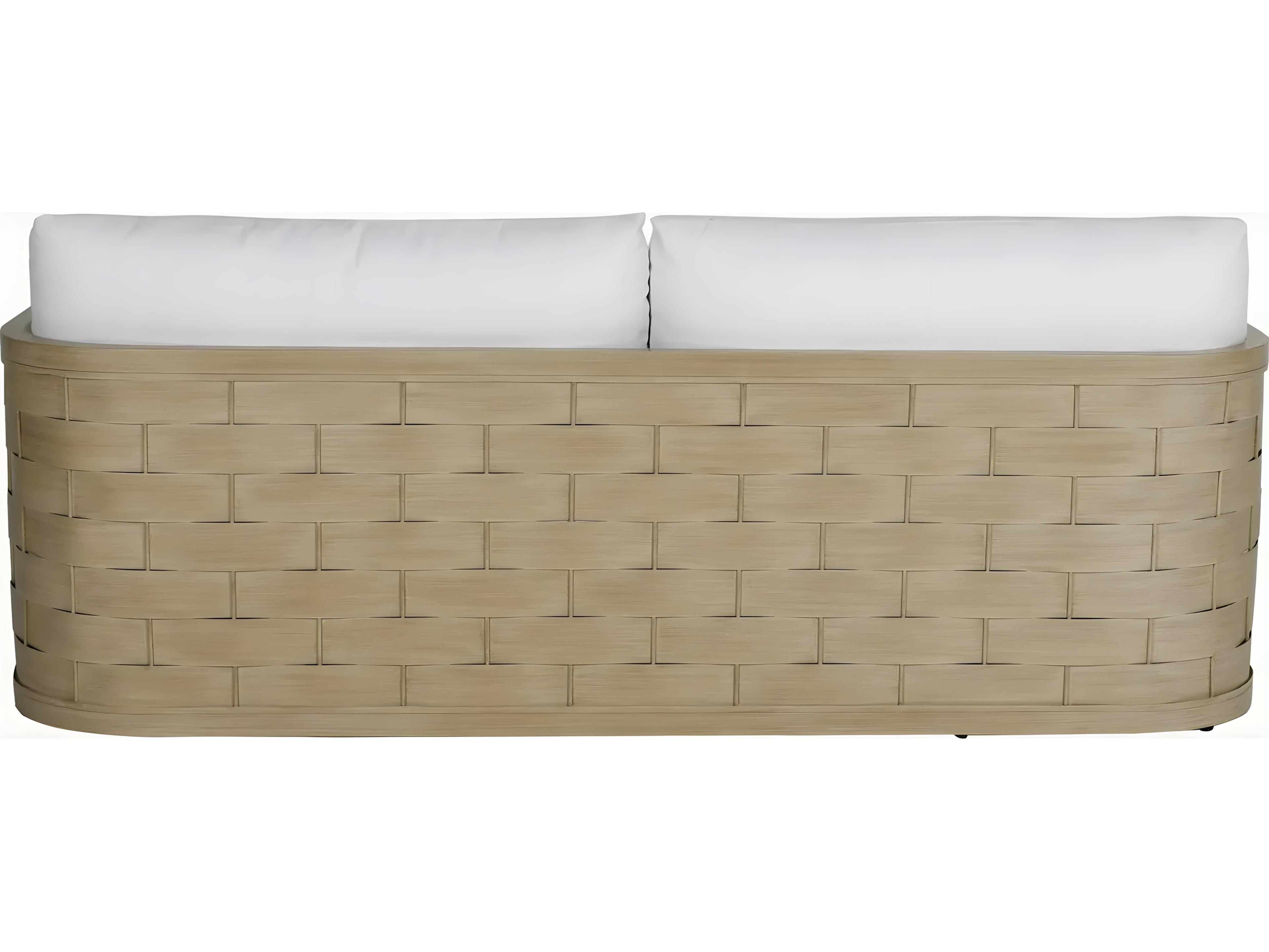 Castelle Biscayne Deep Seating Cushion Aluminum Sofa with Two Throw Pillows