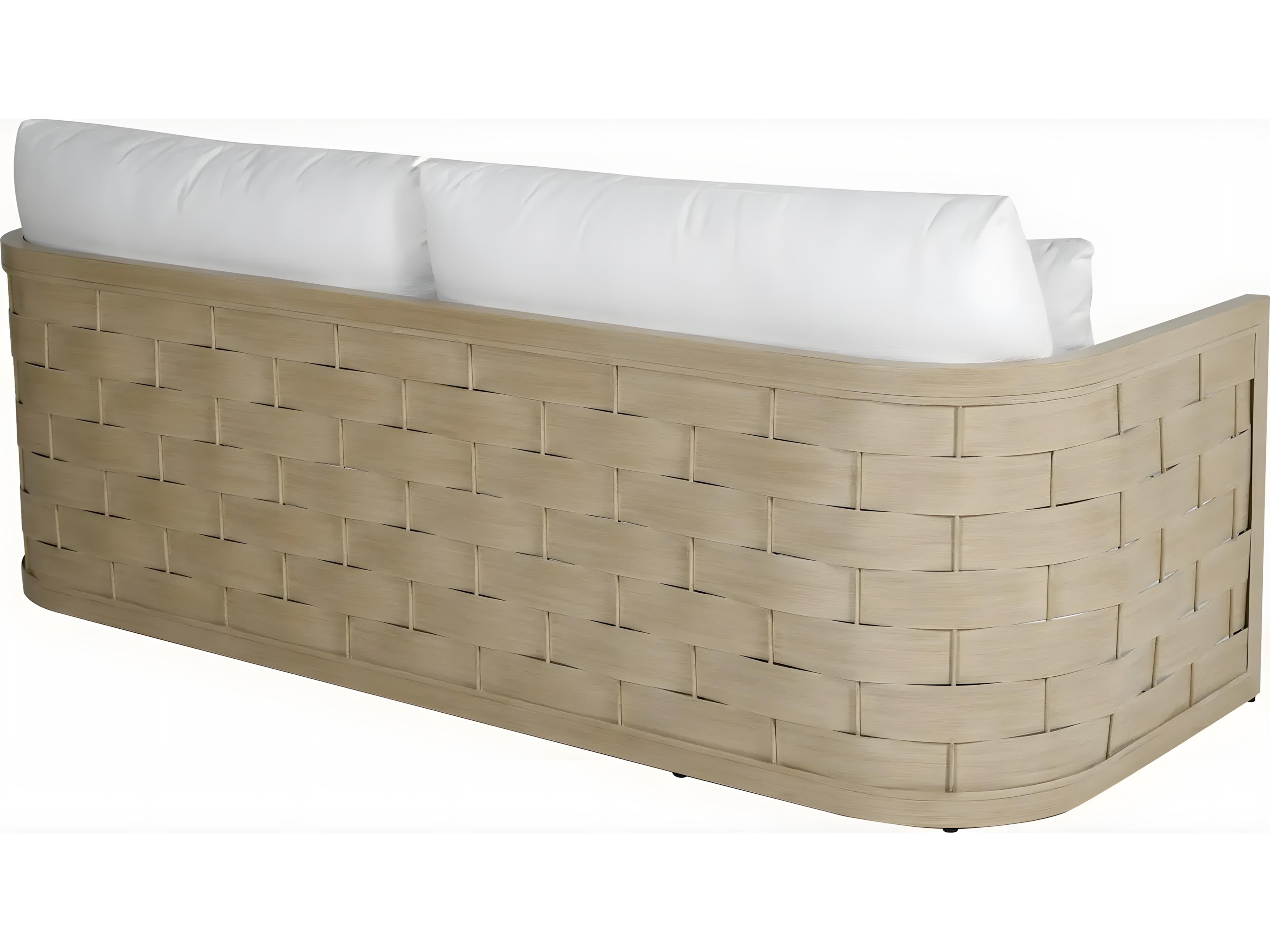 Castelle Biscayne Deep Seating Cushion Aluminum Sofa with Two Throw Pillows