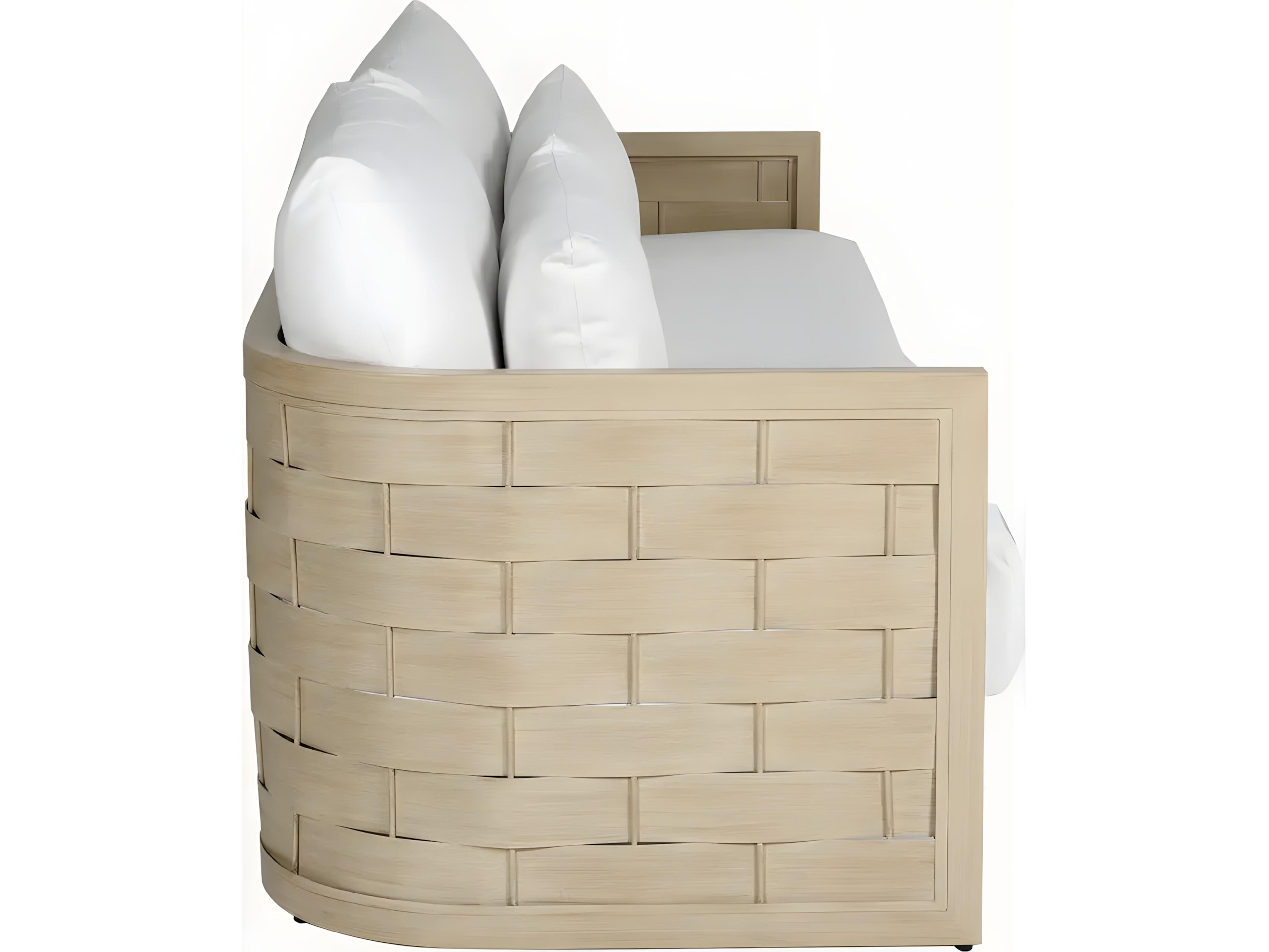 Castelle Biscayne Deep Seating Cushion Aluminum Sofa with Two Throw Pillows