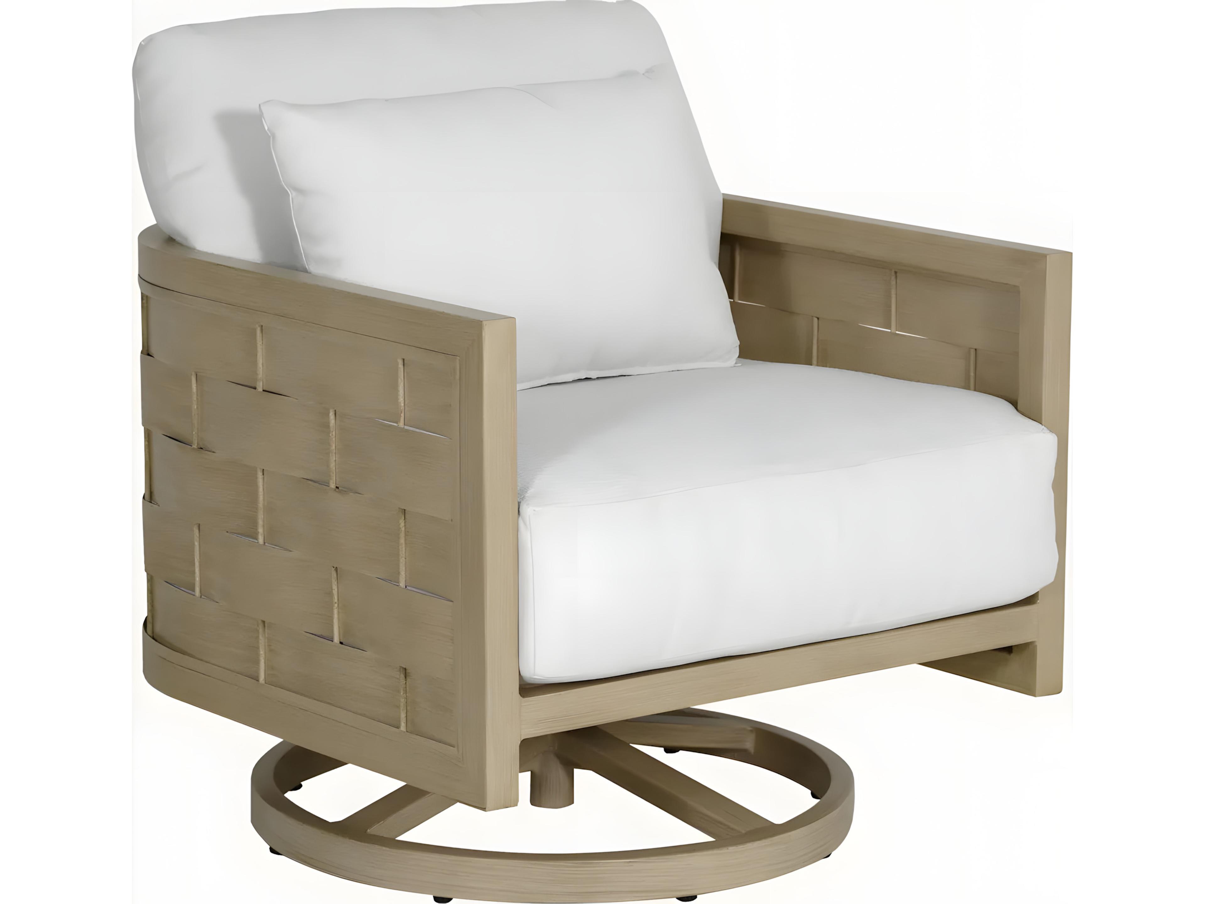 Biscayne Deep Seating Cushion Aluminum Swivel Rocker Lounge Chair with One Accent Pillow