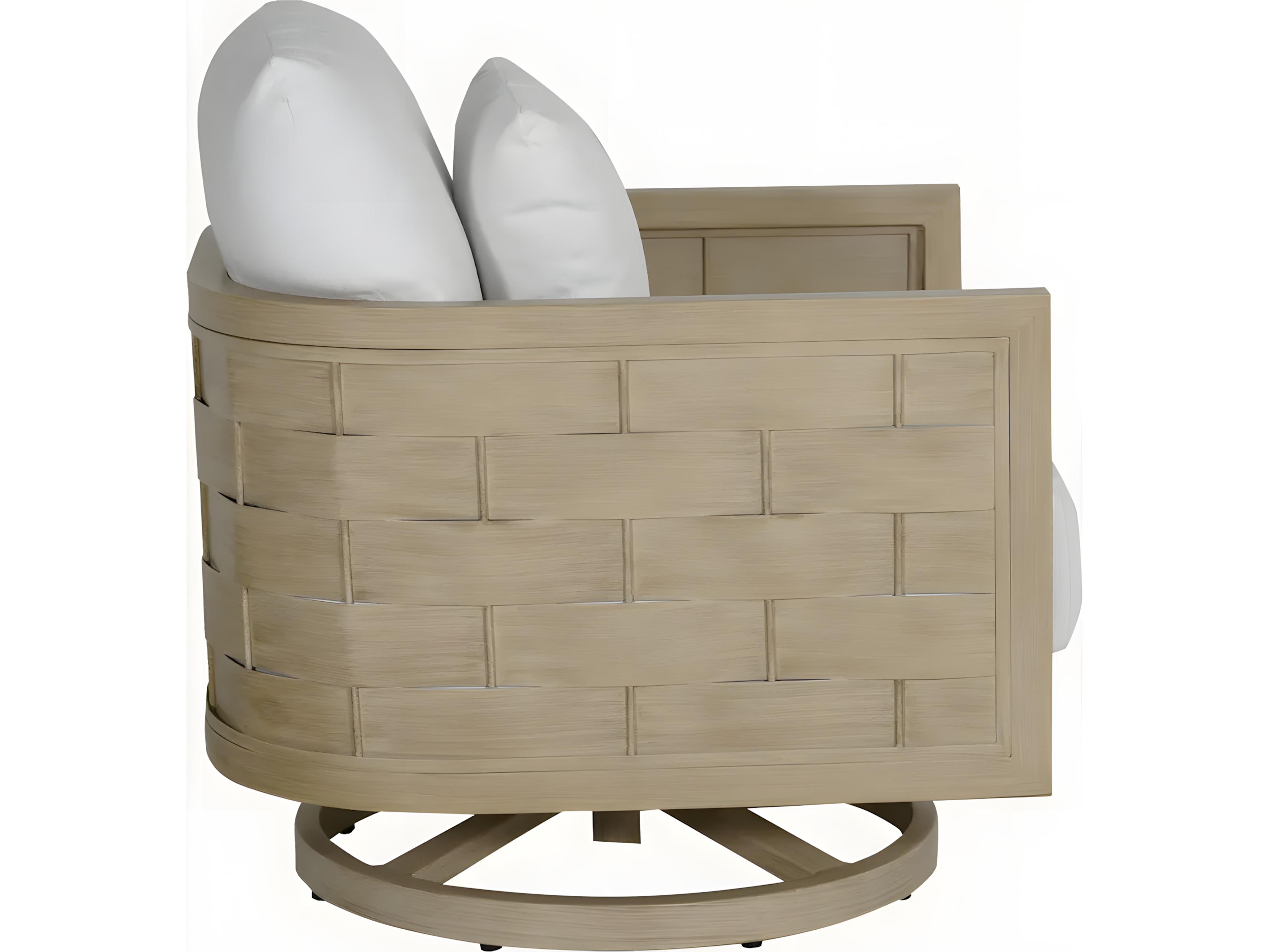 Castelle Biscayne Deep Seating Cushion Aluminum Swivel Rocker Lounge Chair with One Accent Pillow