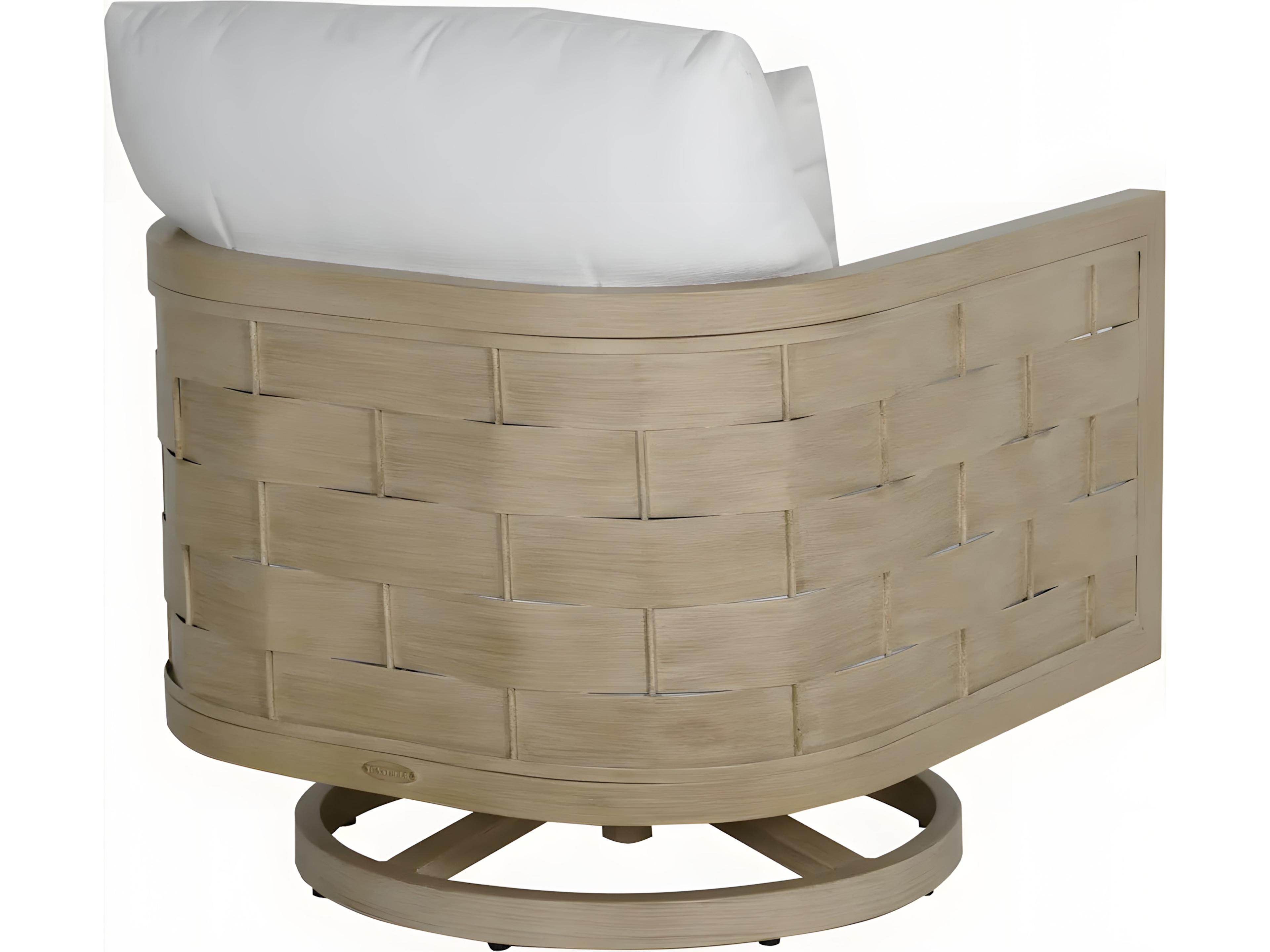 Castelle Biscayne Deep Seating Cushion Aluminum Swivel Rocker Lounge Chair with One Accent Pillow