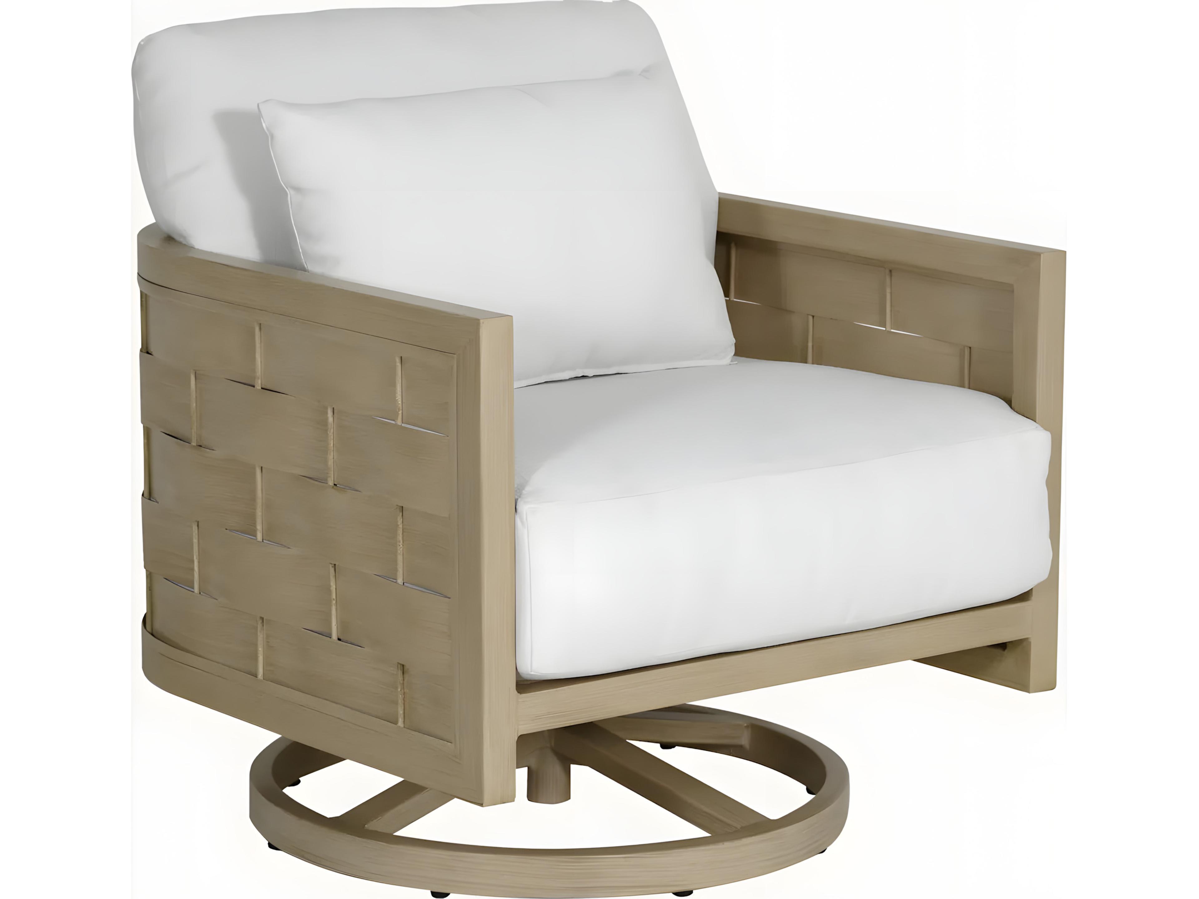 Castelle Biscayne Deep Seating Cushion Aluminum Swivel Rocker Lounge Chair with One Accent Pillow