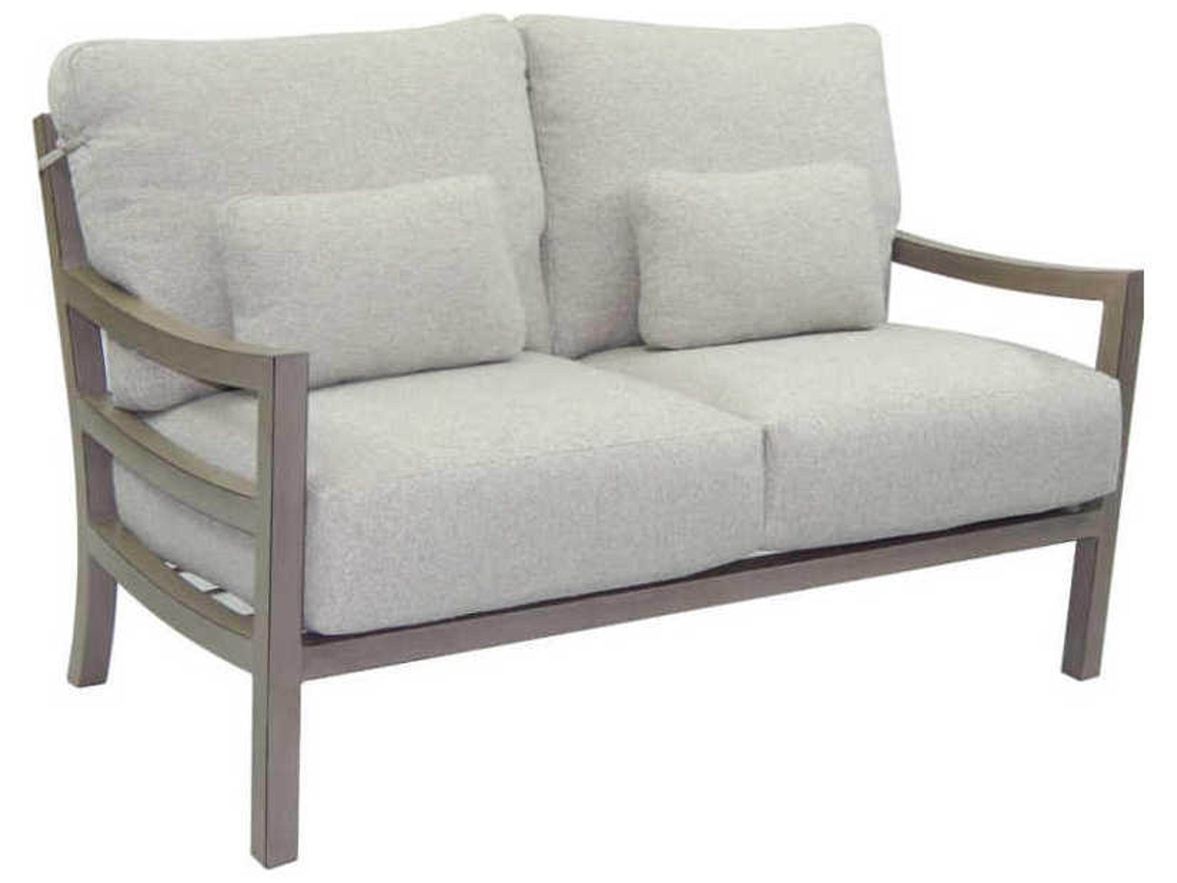 Roma Deep Seating Aluminum Outdoor Loveseat with Two Throw Pillows