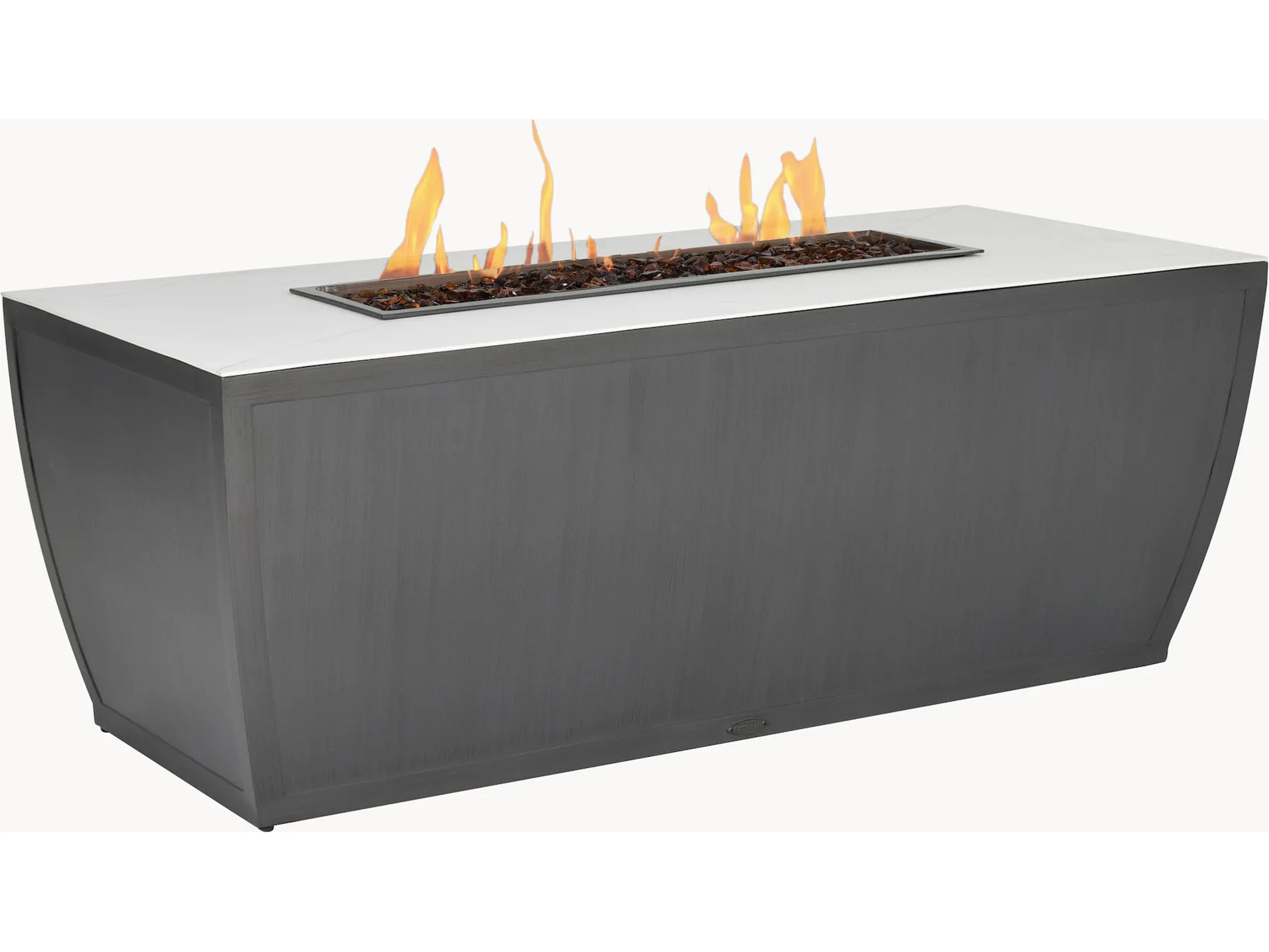 Largo Aluminum Rectangular Coffee Outdoor Fire Pit Table