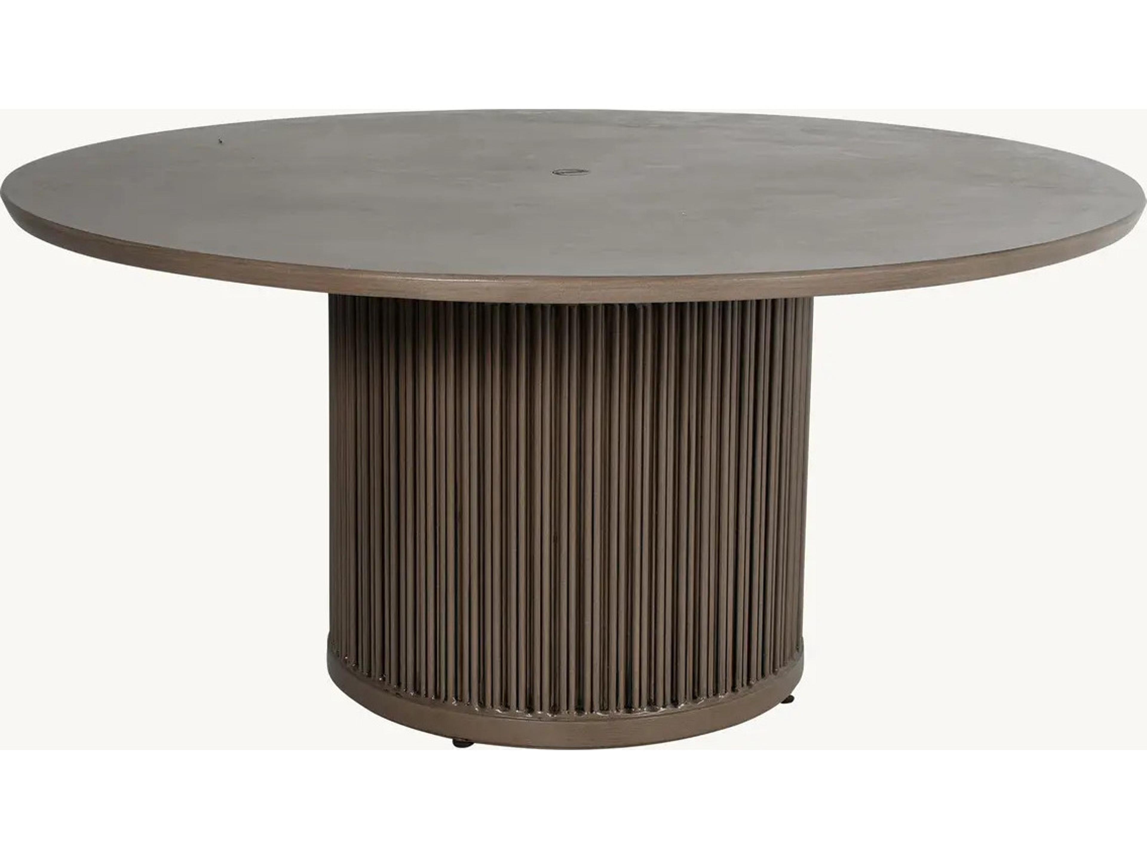 Samara Aluminum 50" Round Dining Table with Umbrella Hole
