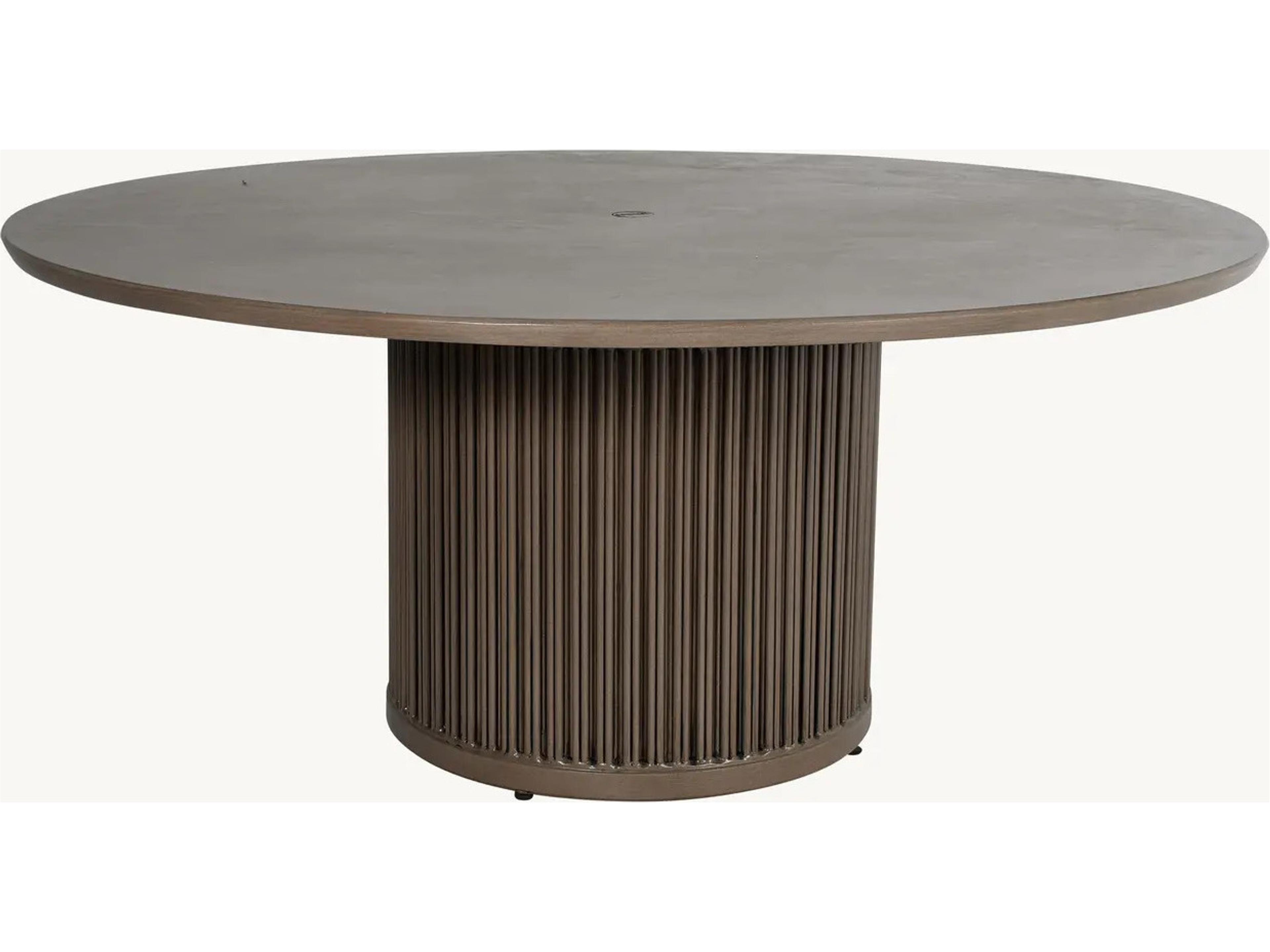 Samara Aluminum 60" Round Dining Table with Umbrella Hole