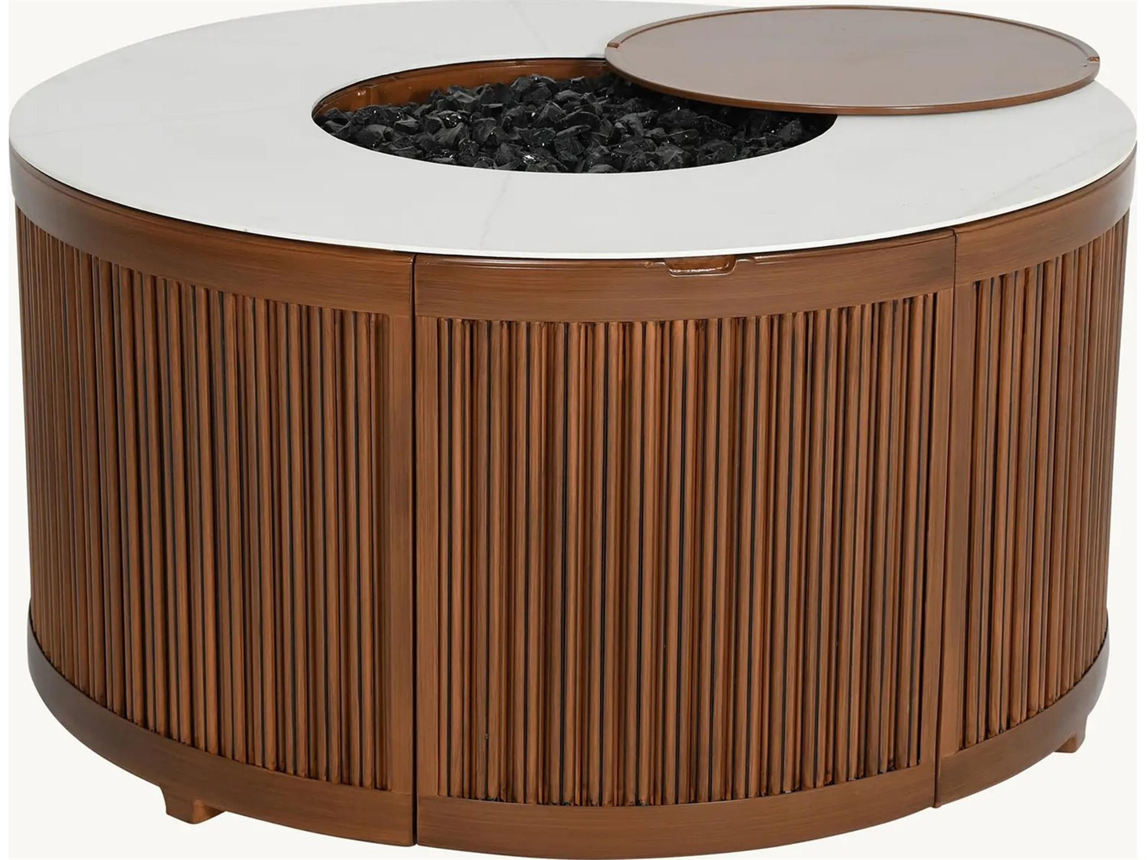 Samara Aluminum 42" Round Firepit Coffee Table