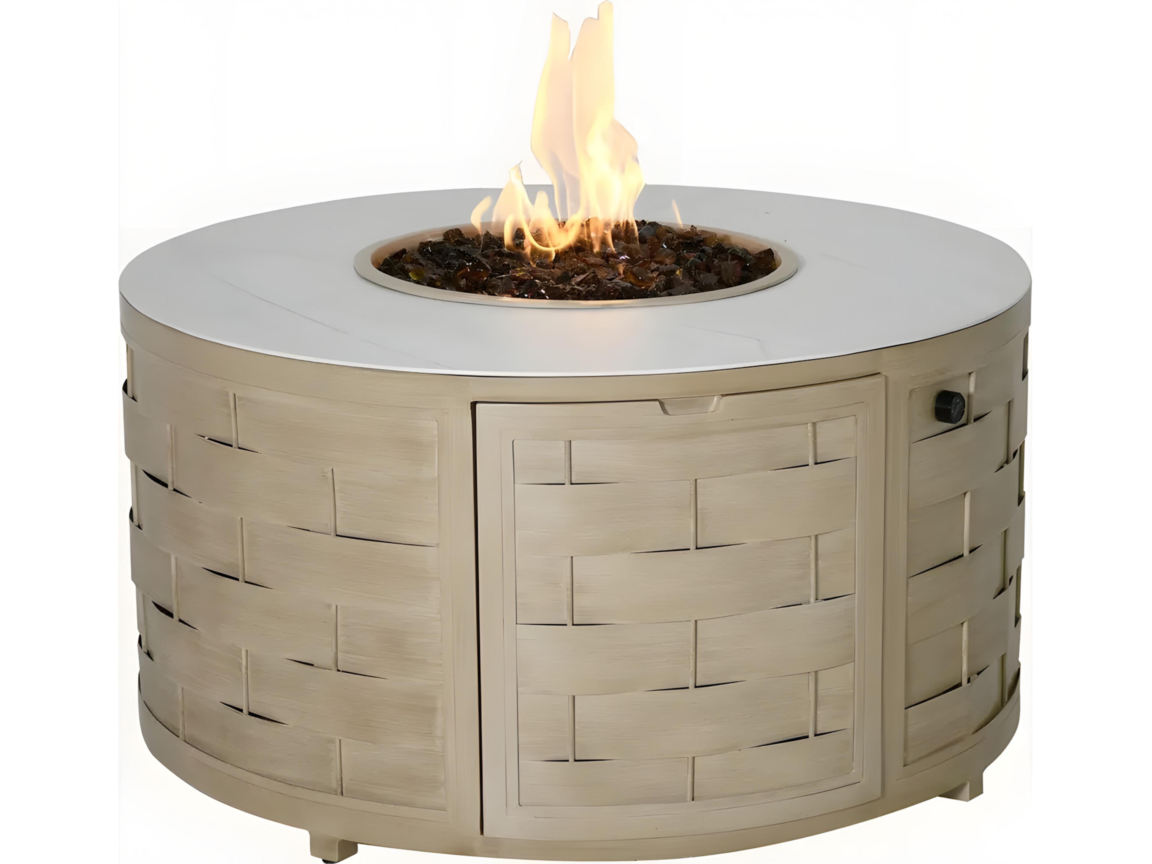 Biscayne Round Coffee Table with Firepit