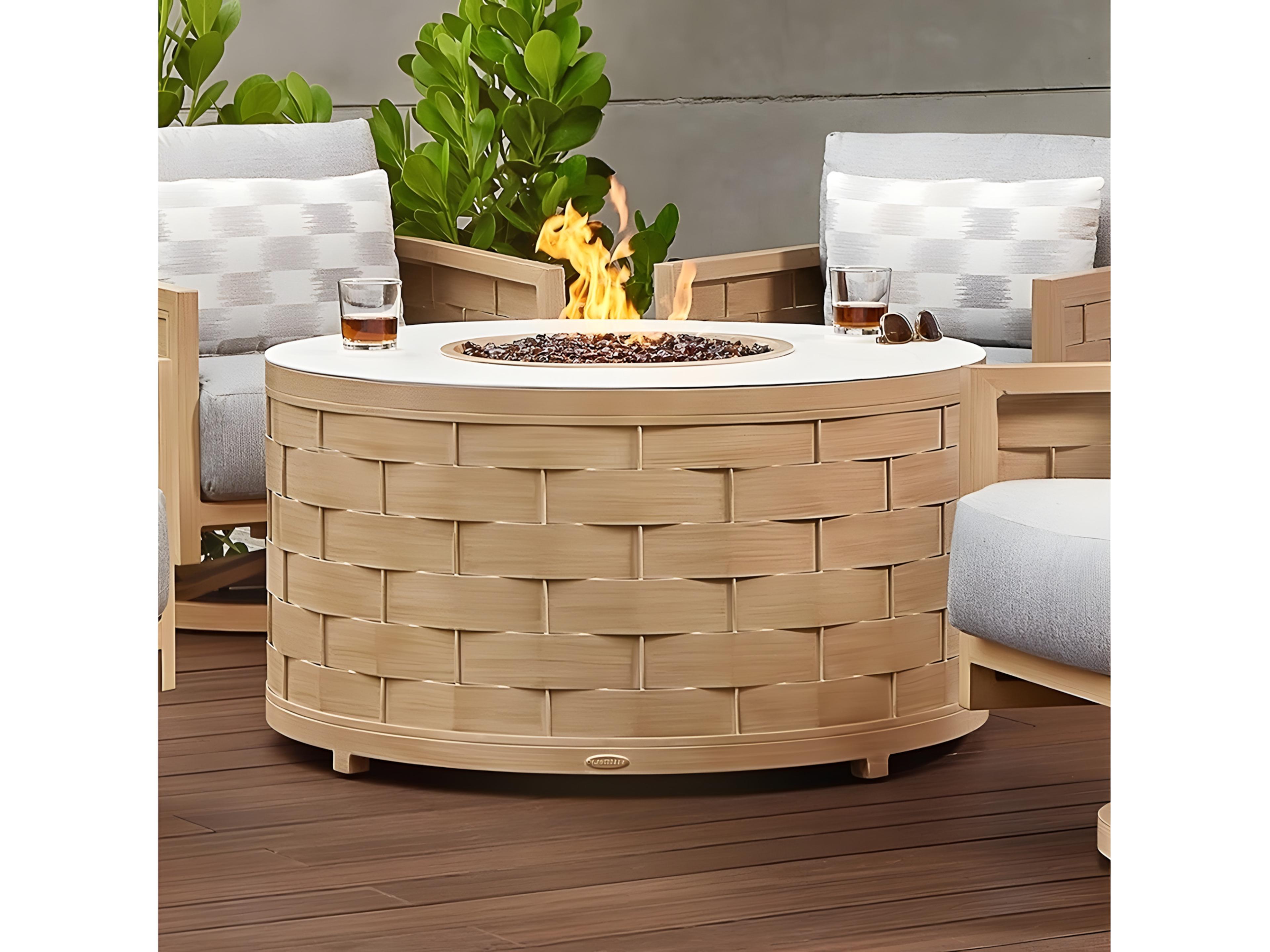 Castelle Biscayne Round Coffee Table with Firepit
