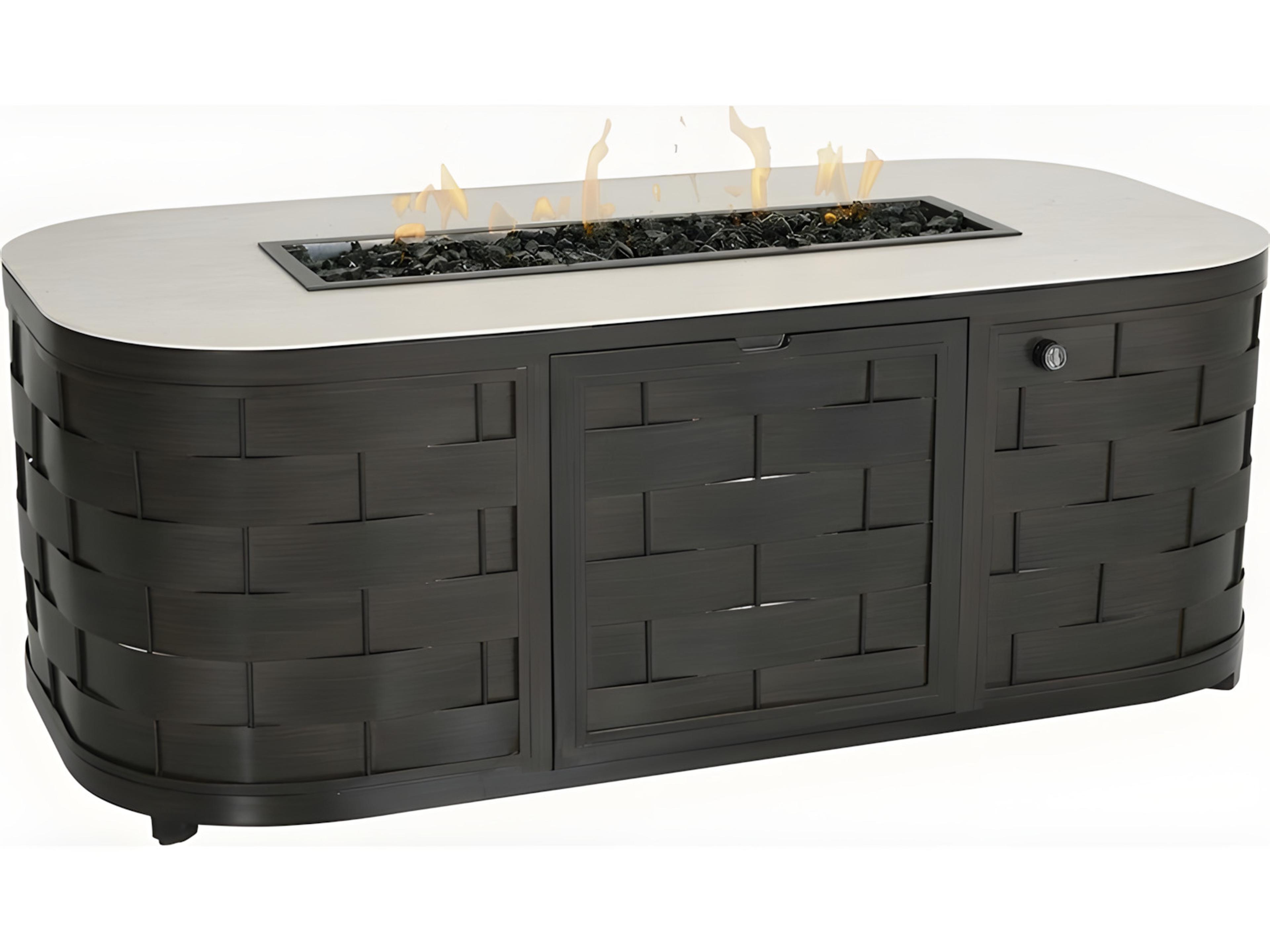 Biscayne Oval Coffee Table with Firepit