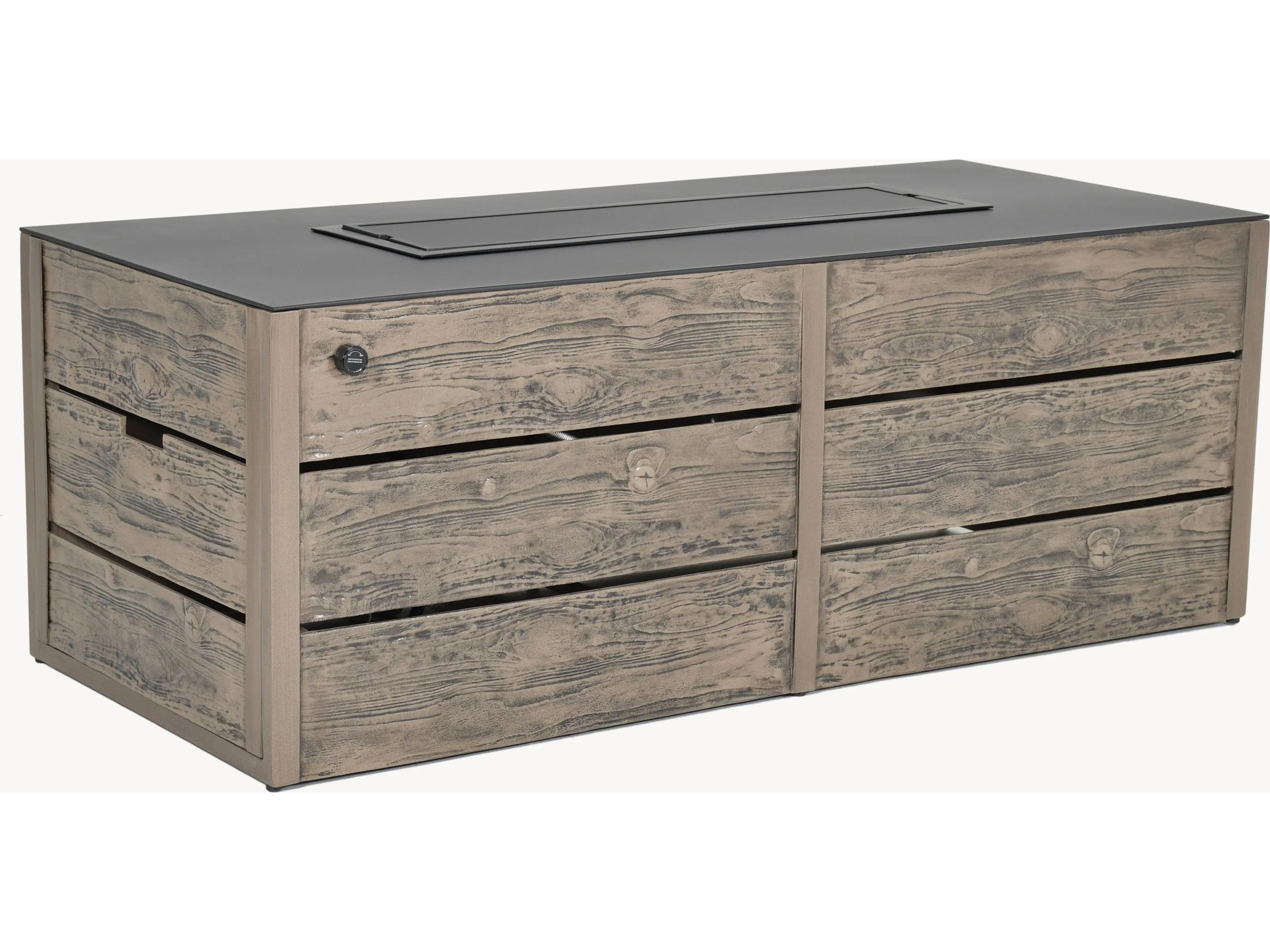 Natures Wood Aluminum Rectangular Coffee Outdoor Fire Pit Table