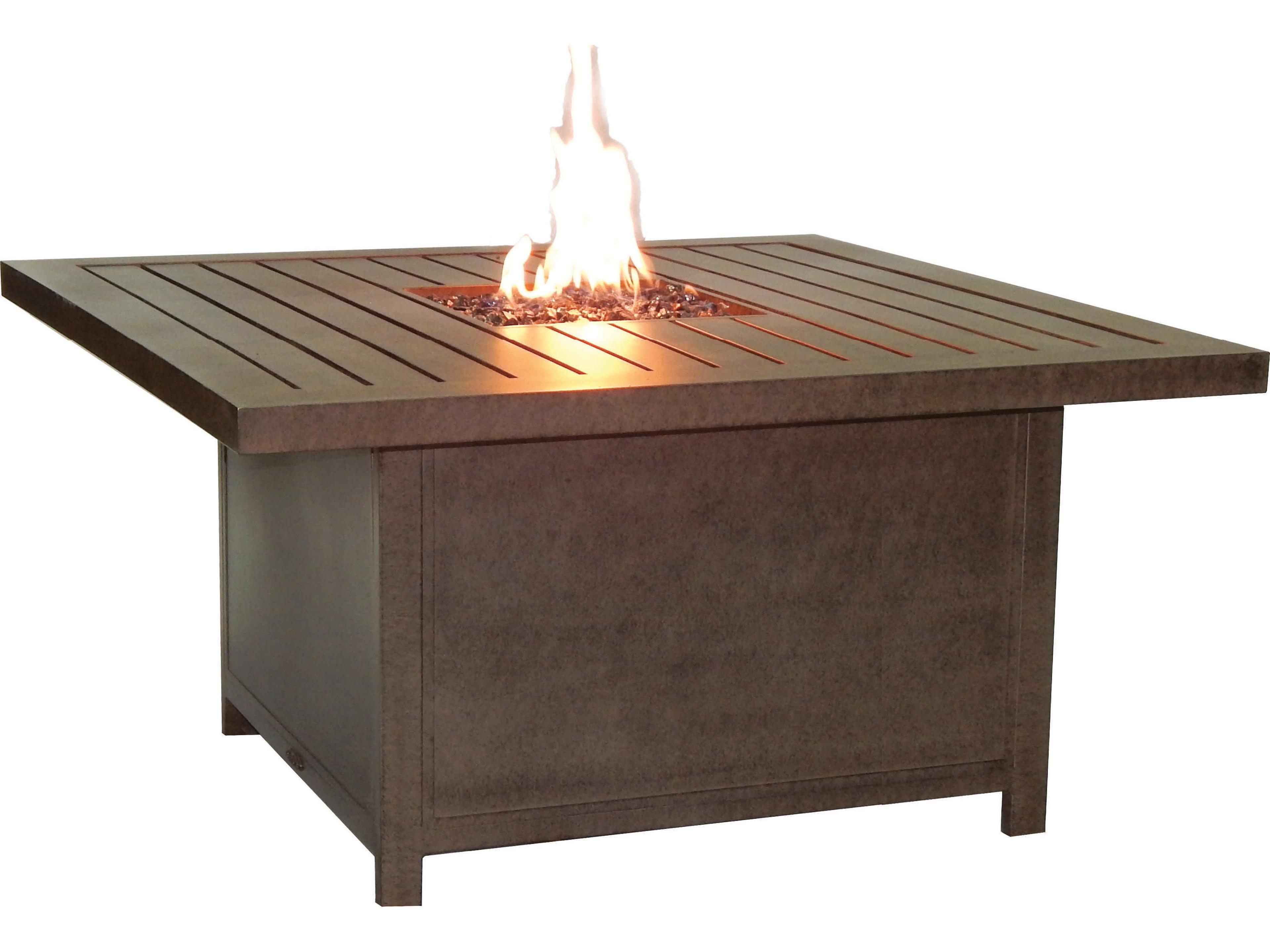 Moderna Cast Aluminum Rectangular Coffee Table with Firepit and Lid