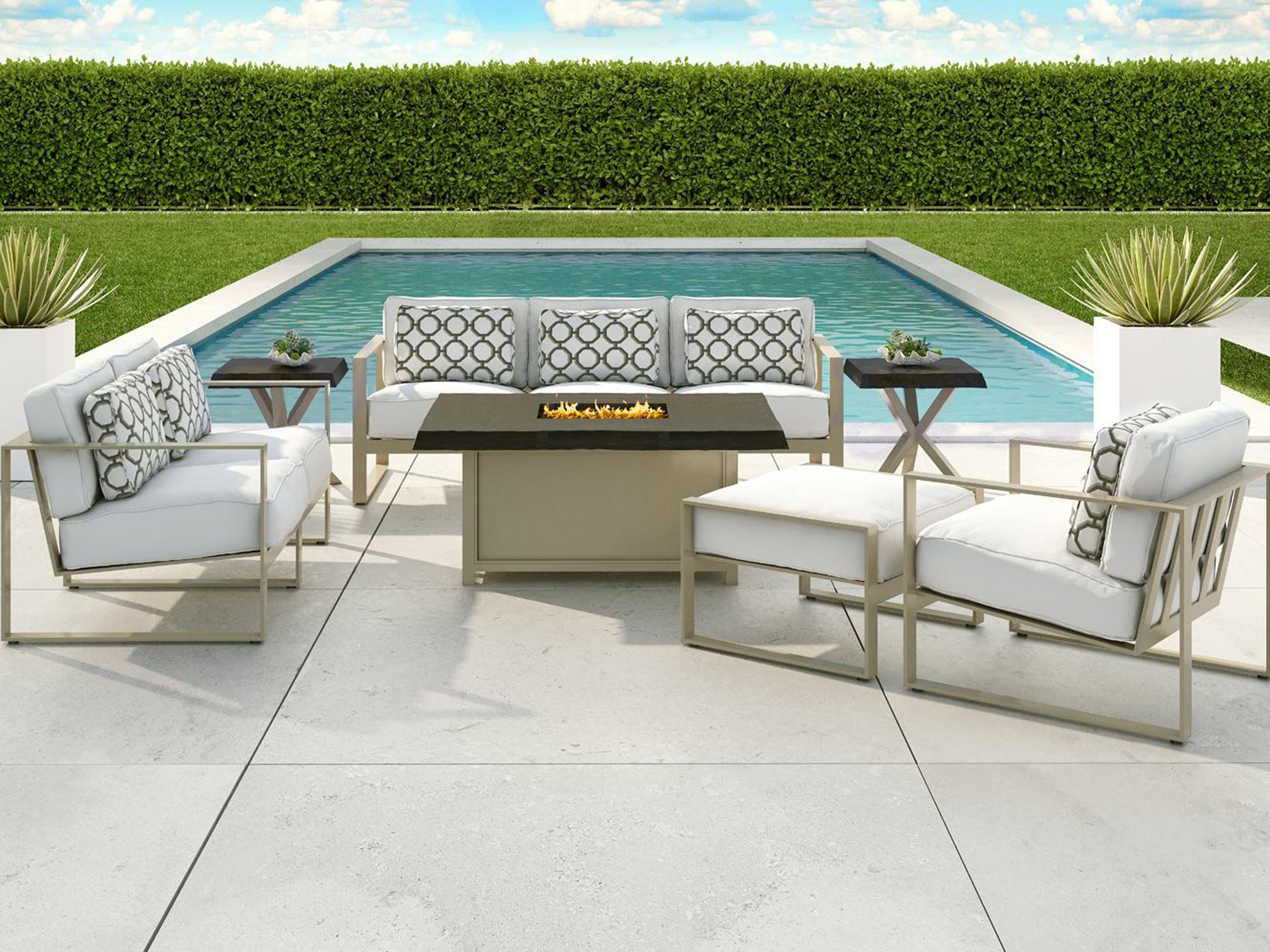 Park Place Deep Seating Cast Aluminum Fire Pit Outdoor Lounge Set