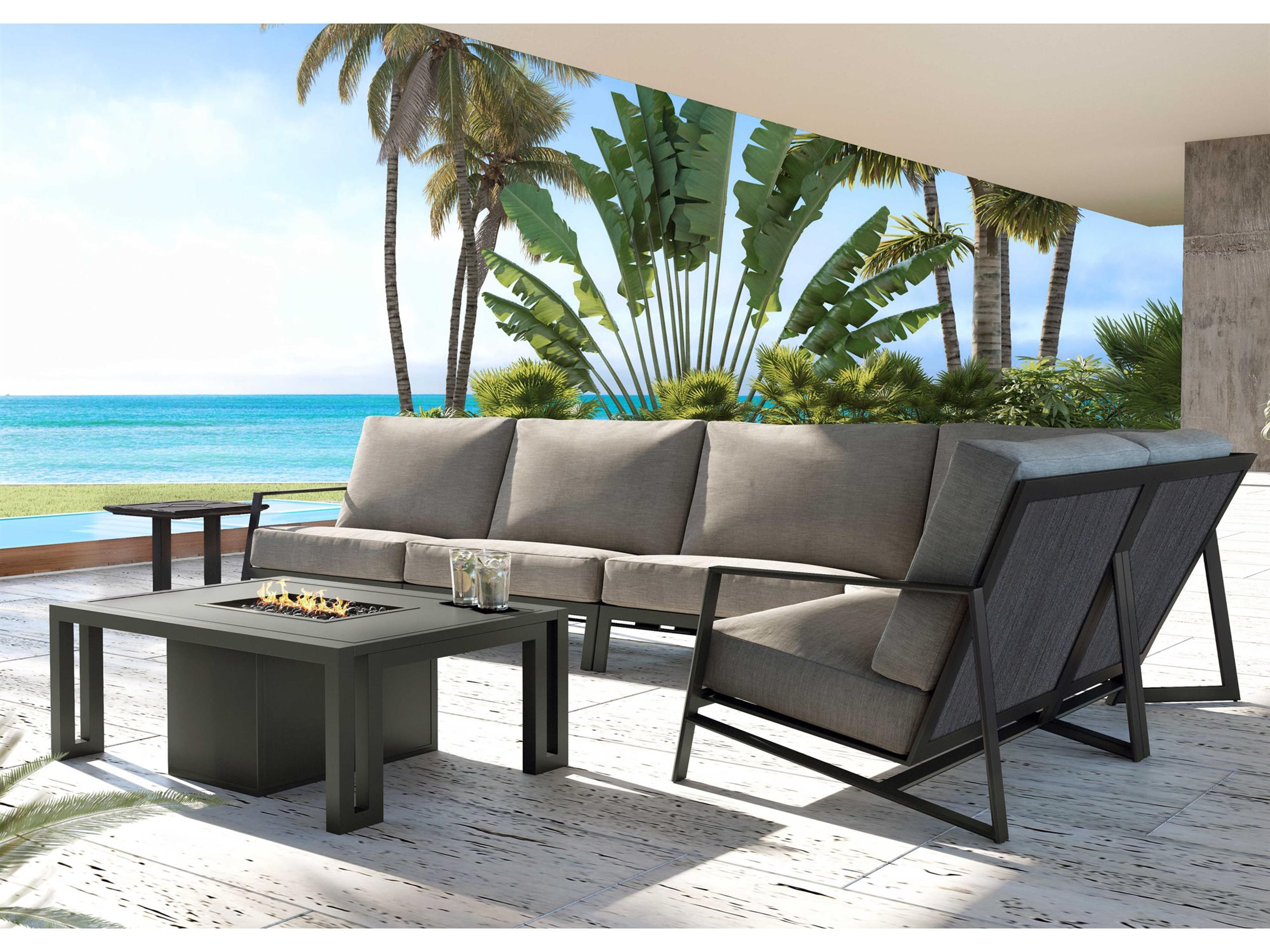 Prism Sectional Seating Aluminum Fire Pit Outdoor Lounge Set