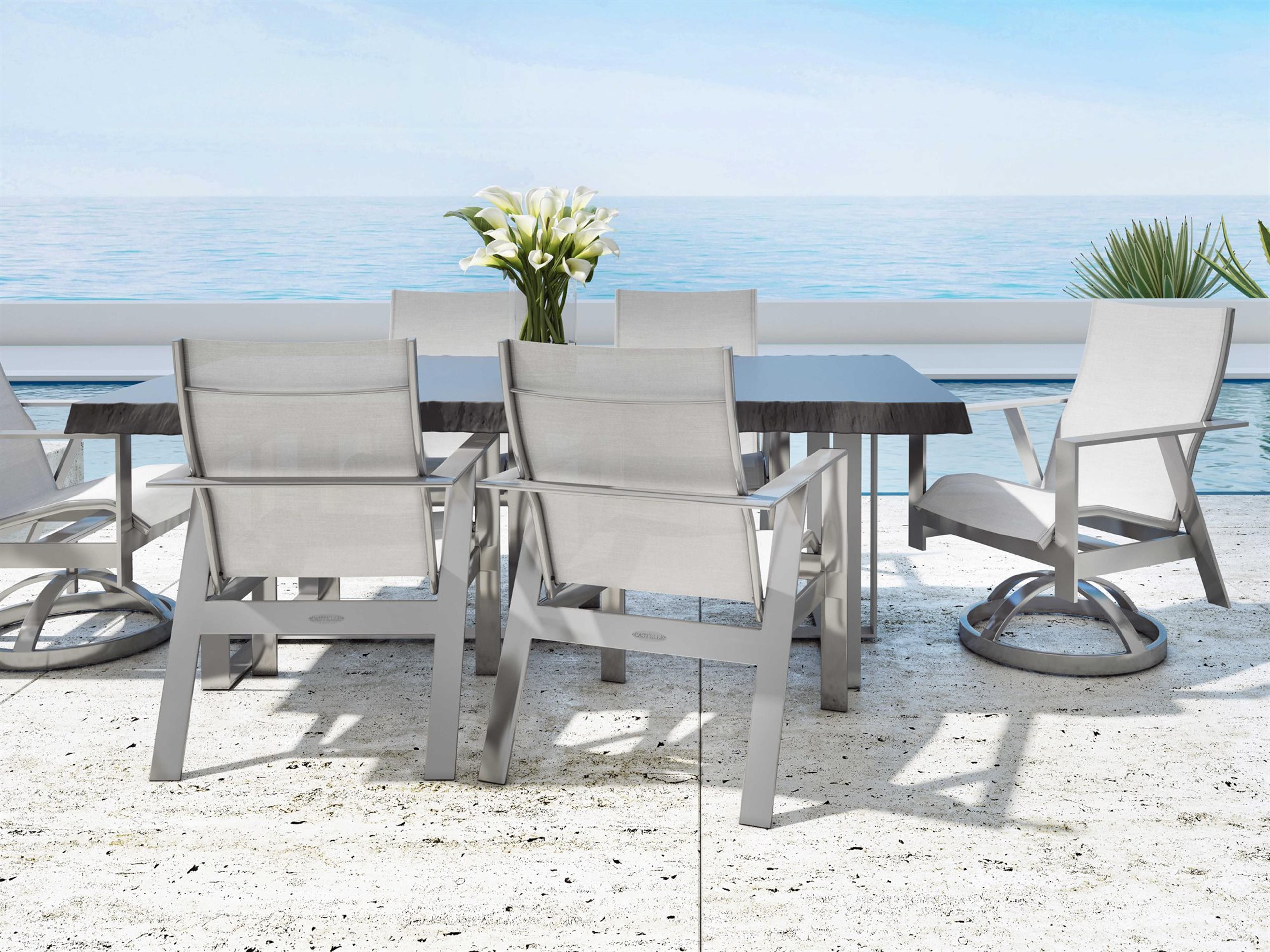 Trento Sling Cast Aluminum Outdoor Patio Dining Set