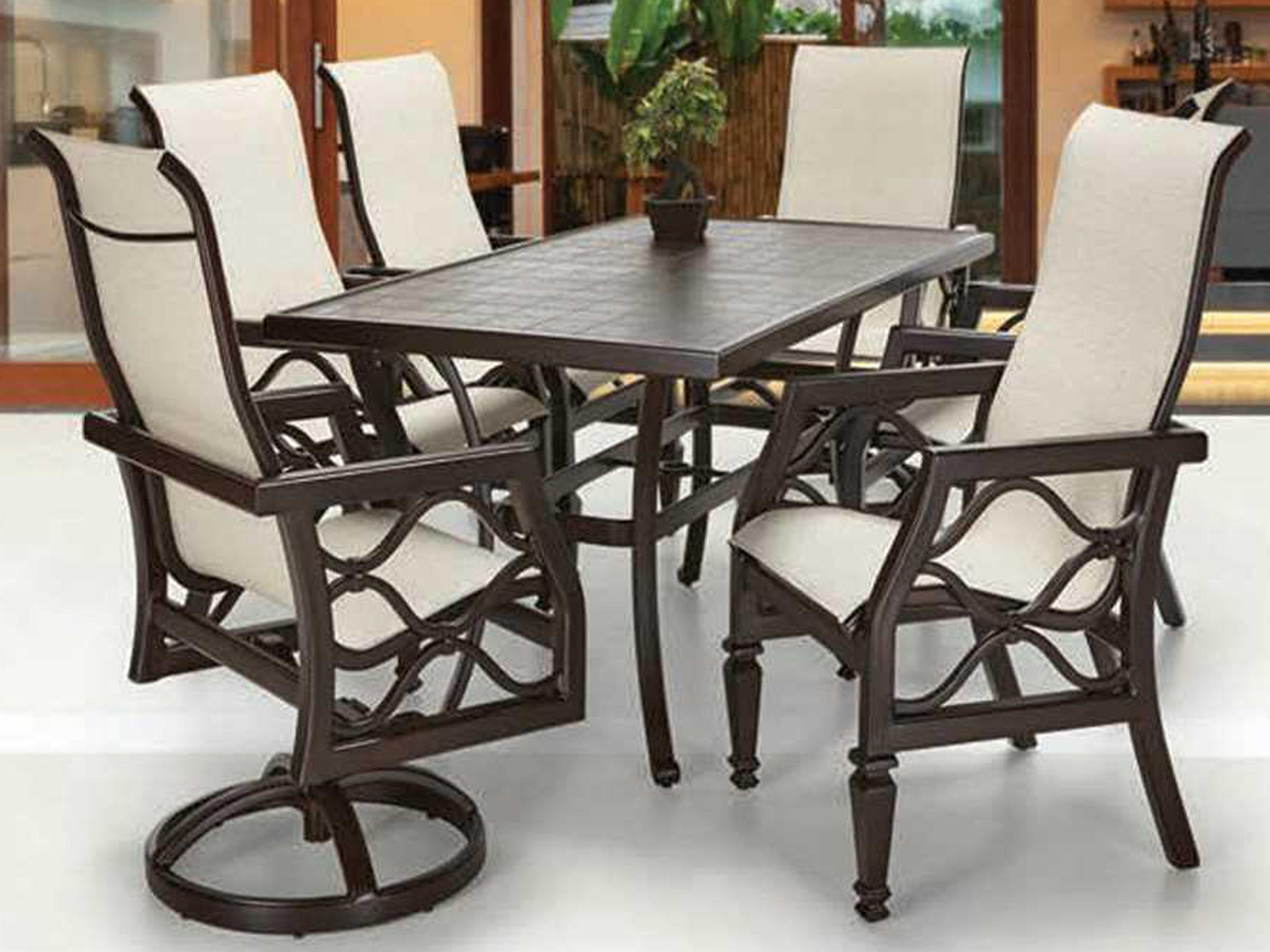 Villa Bianca Sling Cast Aluminum Outdoor Dining Set