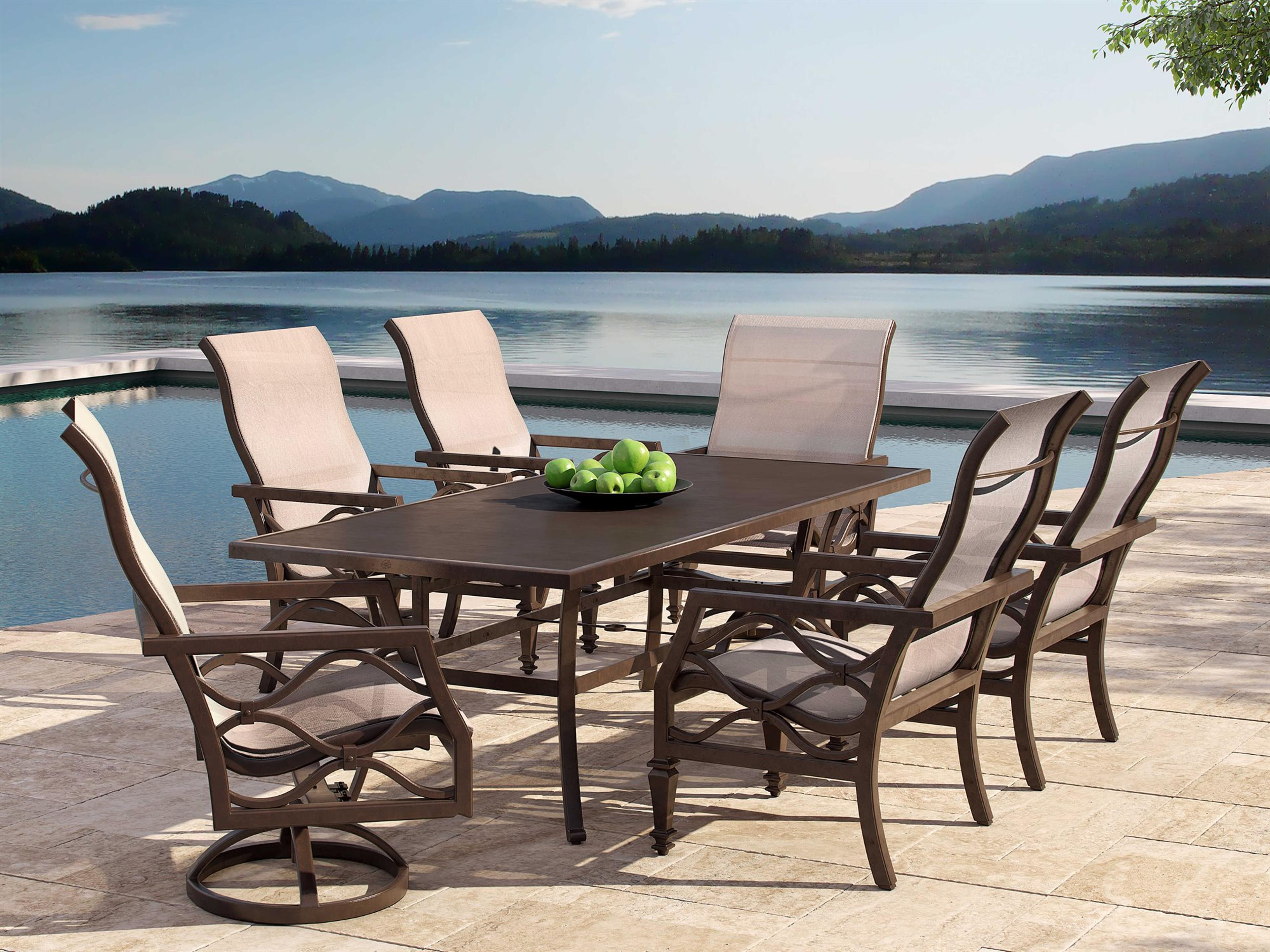 Villa Bianca Sling Cast Aluminum Patio Dining Set