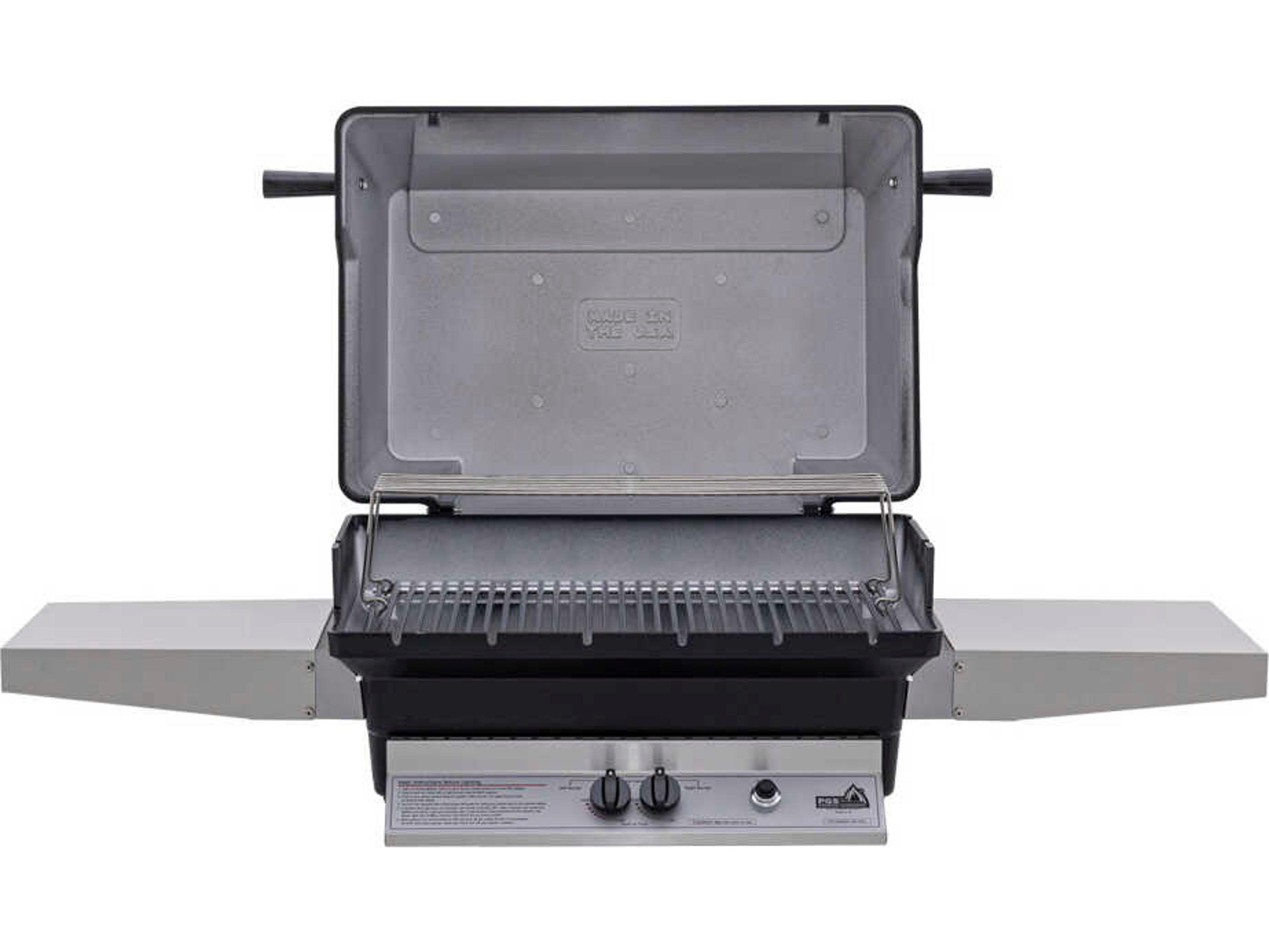PGS Grills A40 Series Natural Gas Cast Aluminum Black BBQ Grill Head with Two Folding Shelves