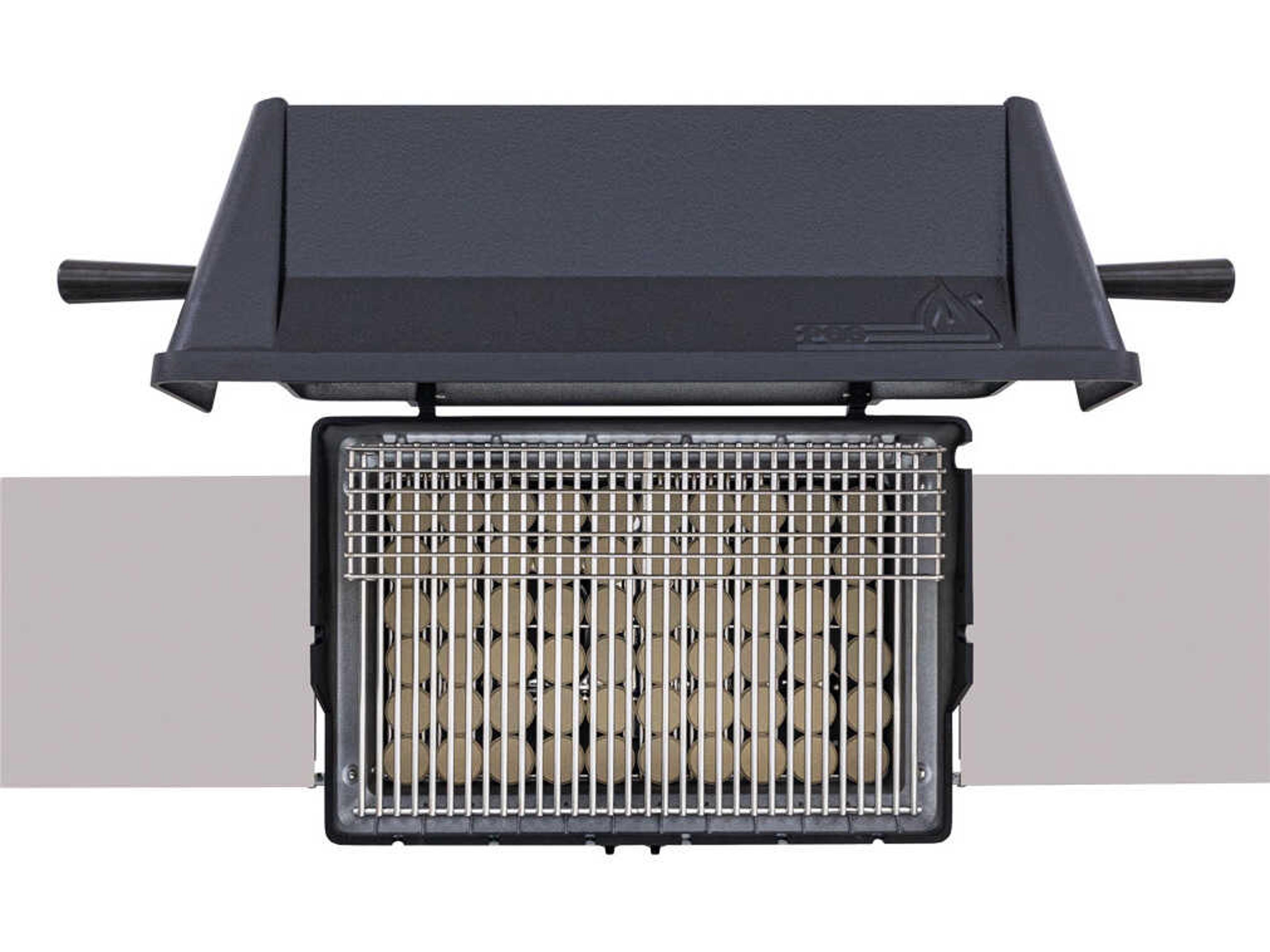 PGS Grills A40 Series Natural Gas Cast Aluminum Black BBQ Grill Head with Two Folding Shelves