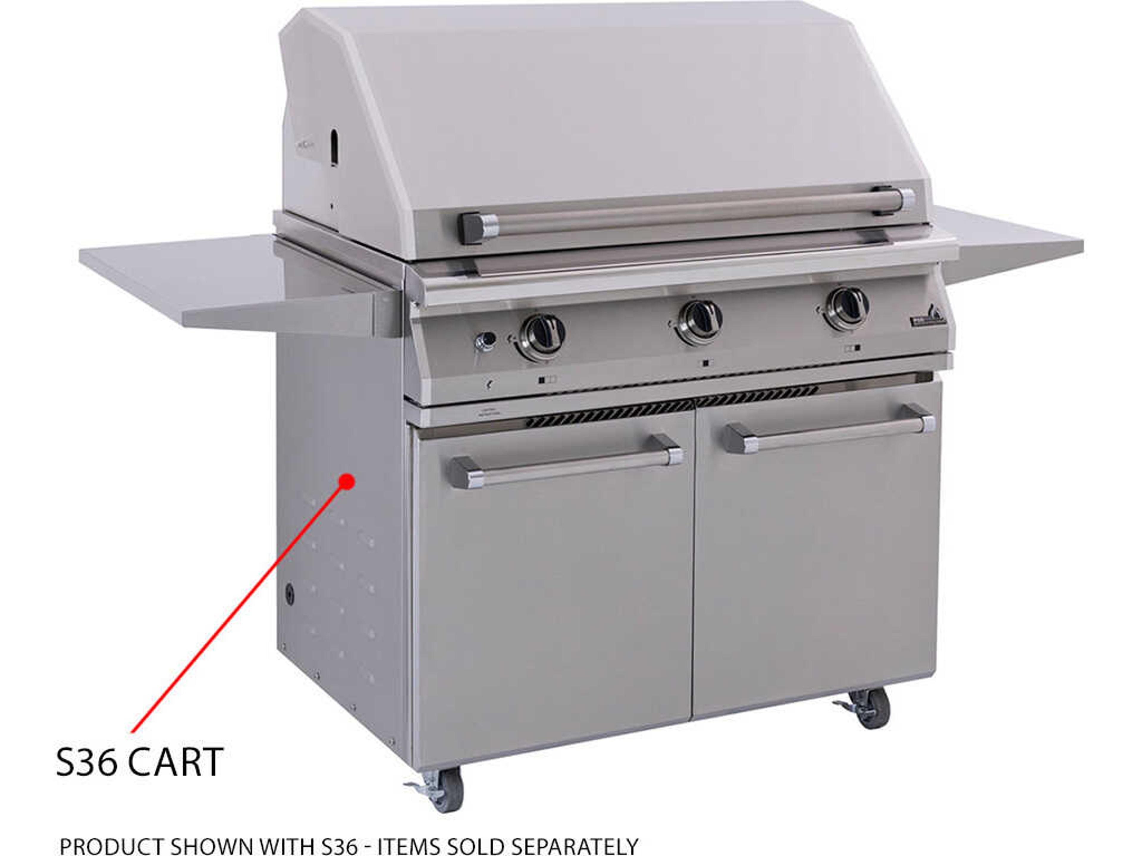 PGS Grills Legacy Stainless Steel Portable Cart for Pacifica Grills with Two Side Shelves