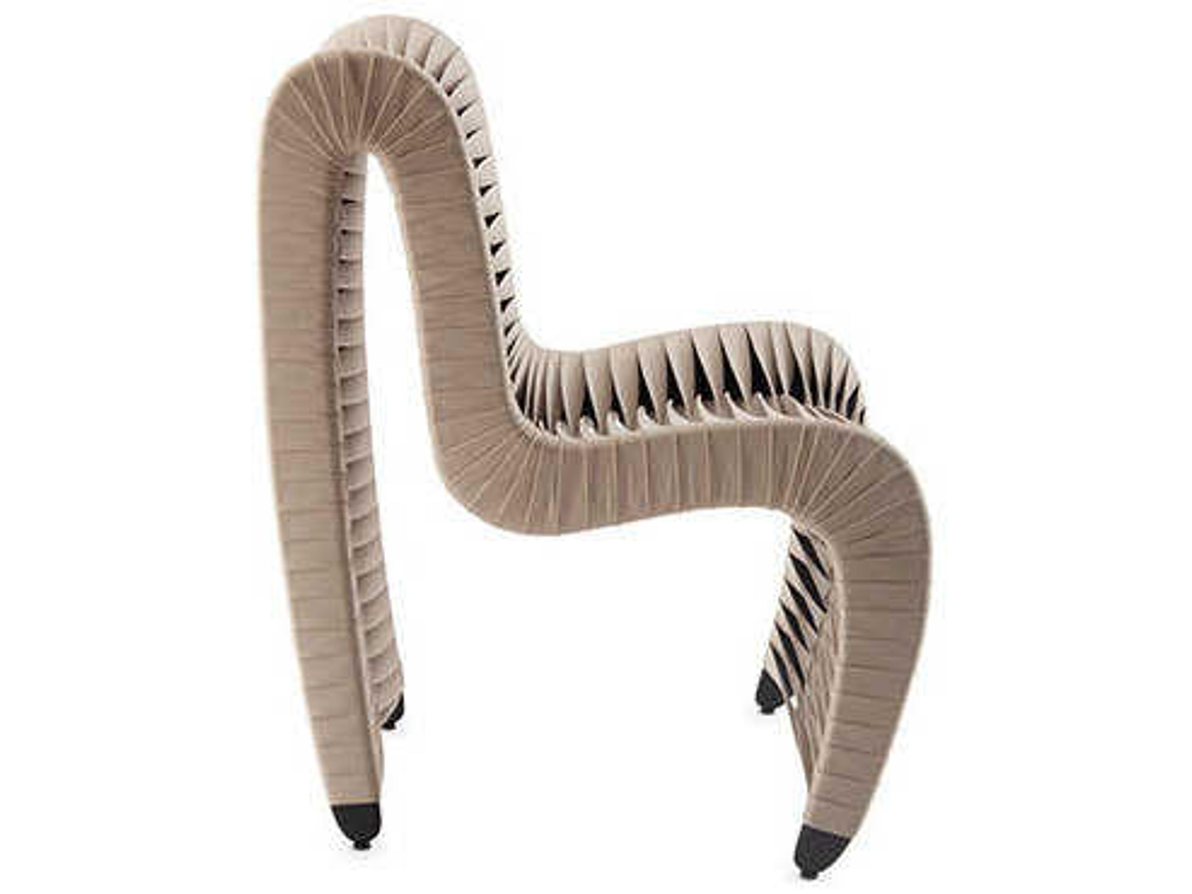 Phillips Collection Seat Belt Beige Upholstered Side Dining Chair