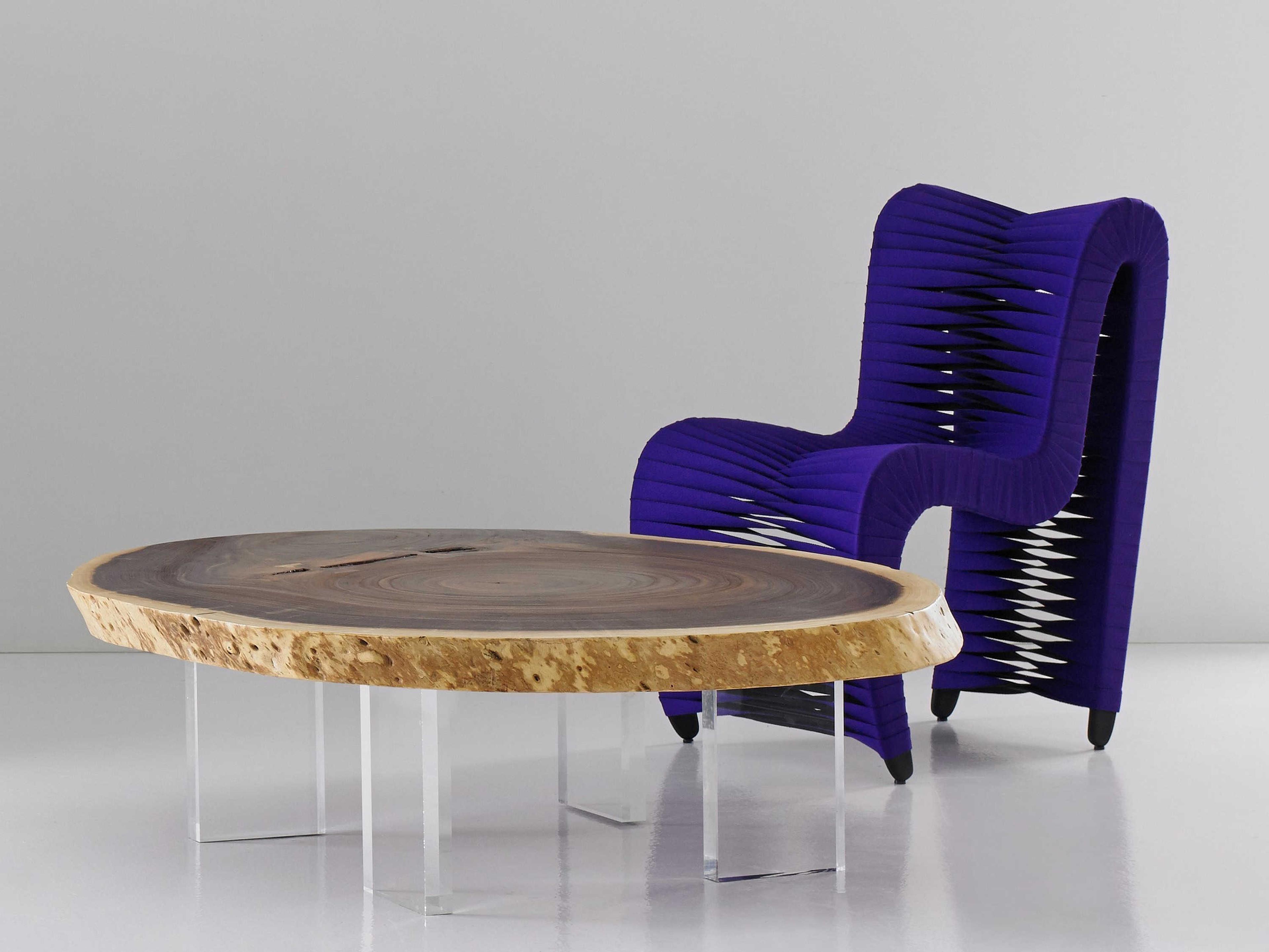 Phillips Collection Seat Belt Purple Upholstered Side Dining Chair